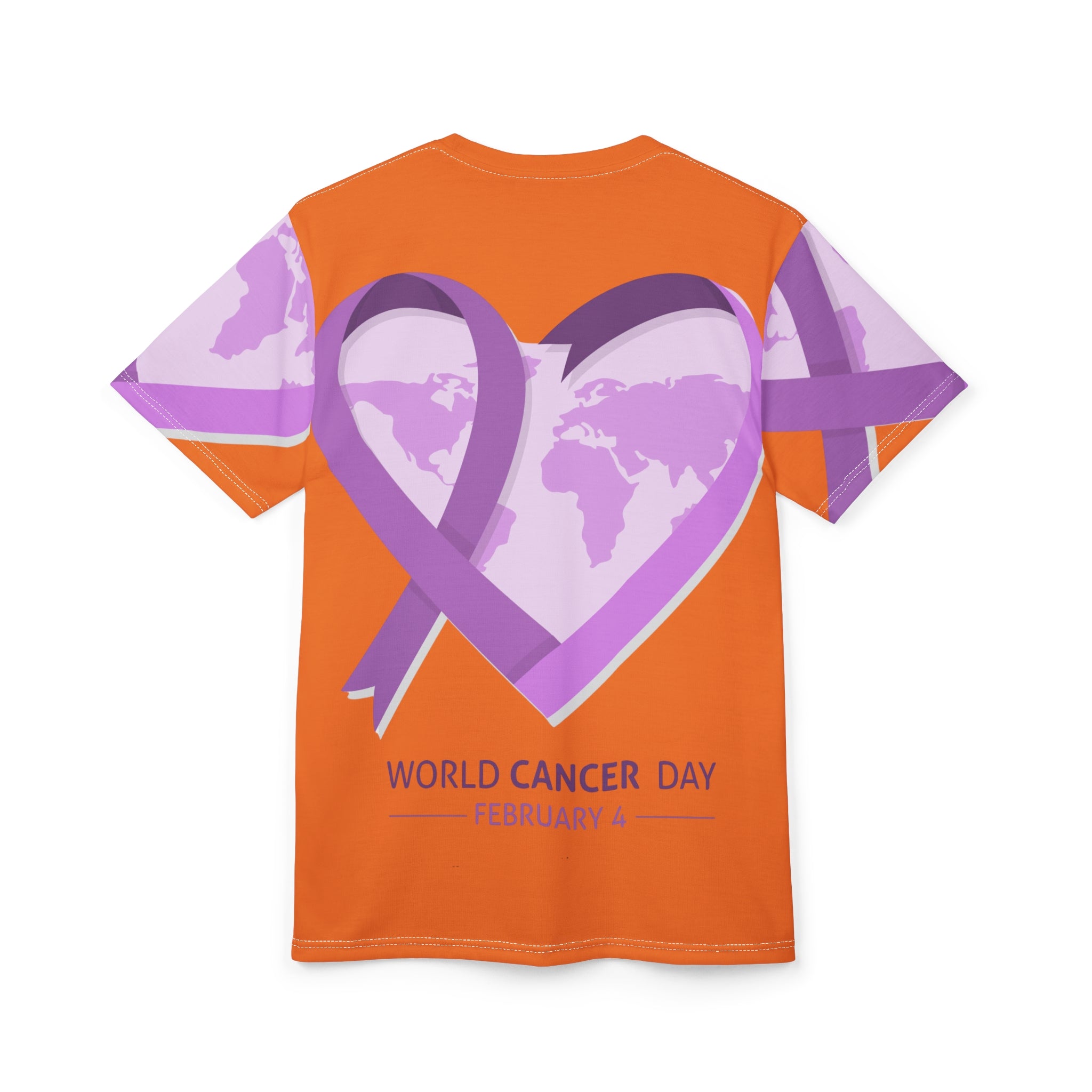 World Cancer Day Tee — February 4 Purple Ribbon Heart Awareness Shirt