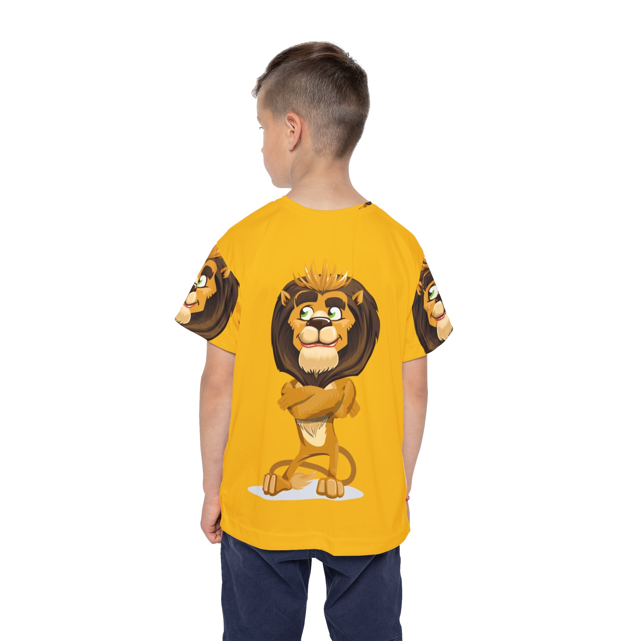 Kids Lion Sports Jersey — Yellow All-Over Print