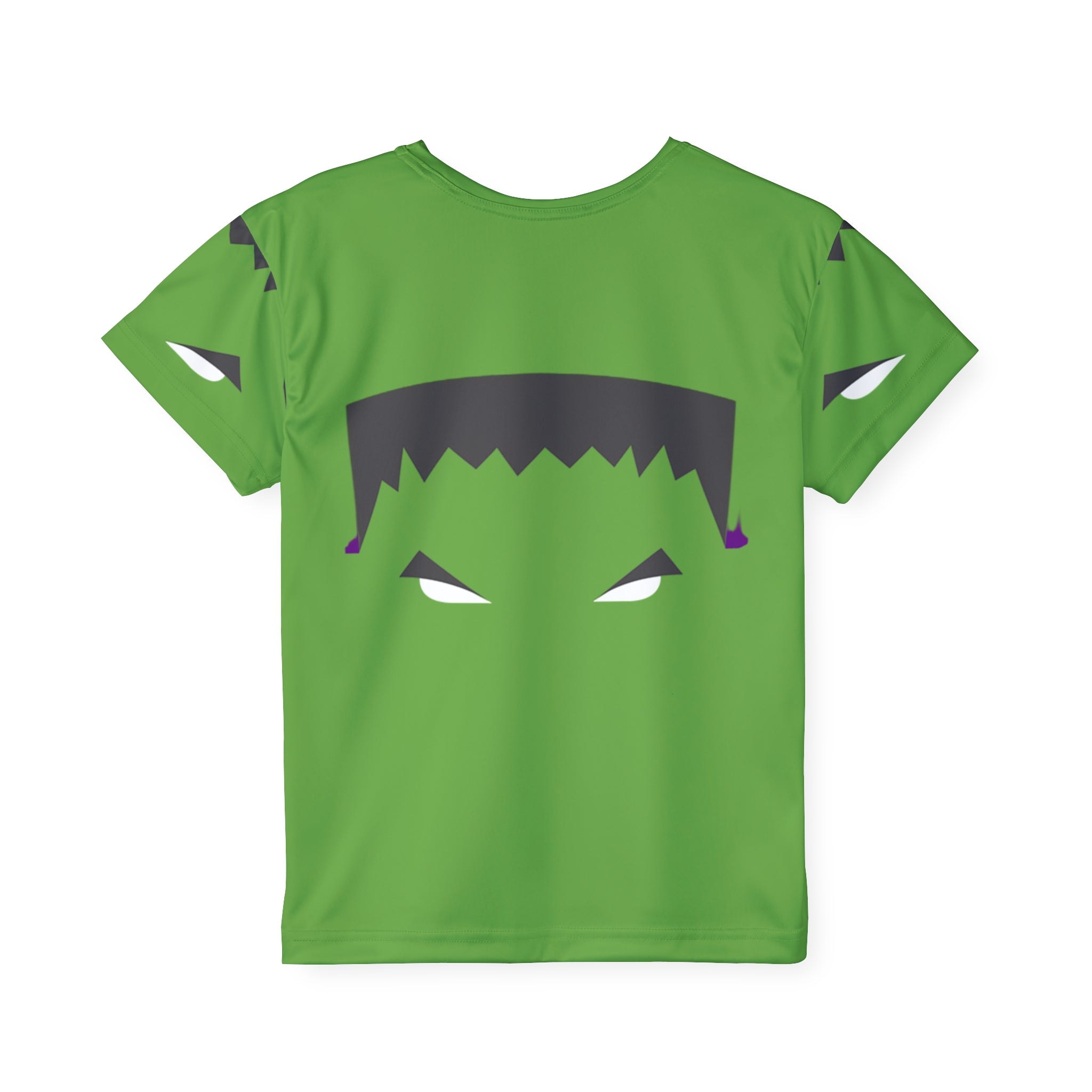 Kids Monster Face Sports Jersey — Green Frankenstein Halloween Tee