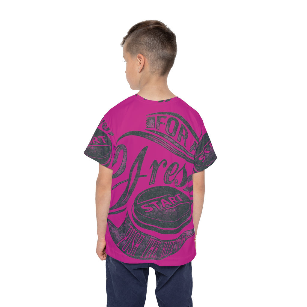 Kids Sports Jersey — Pink 'Press Start' Retro Gaming Graphic