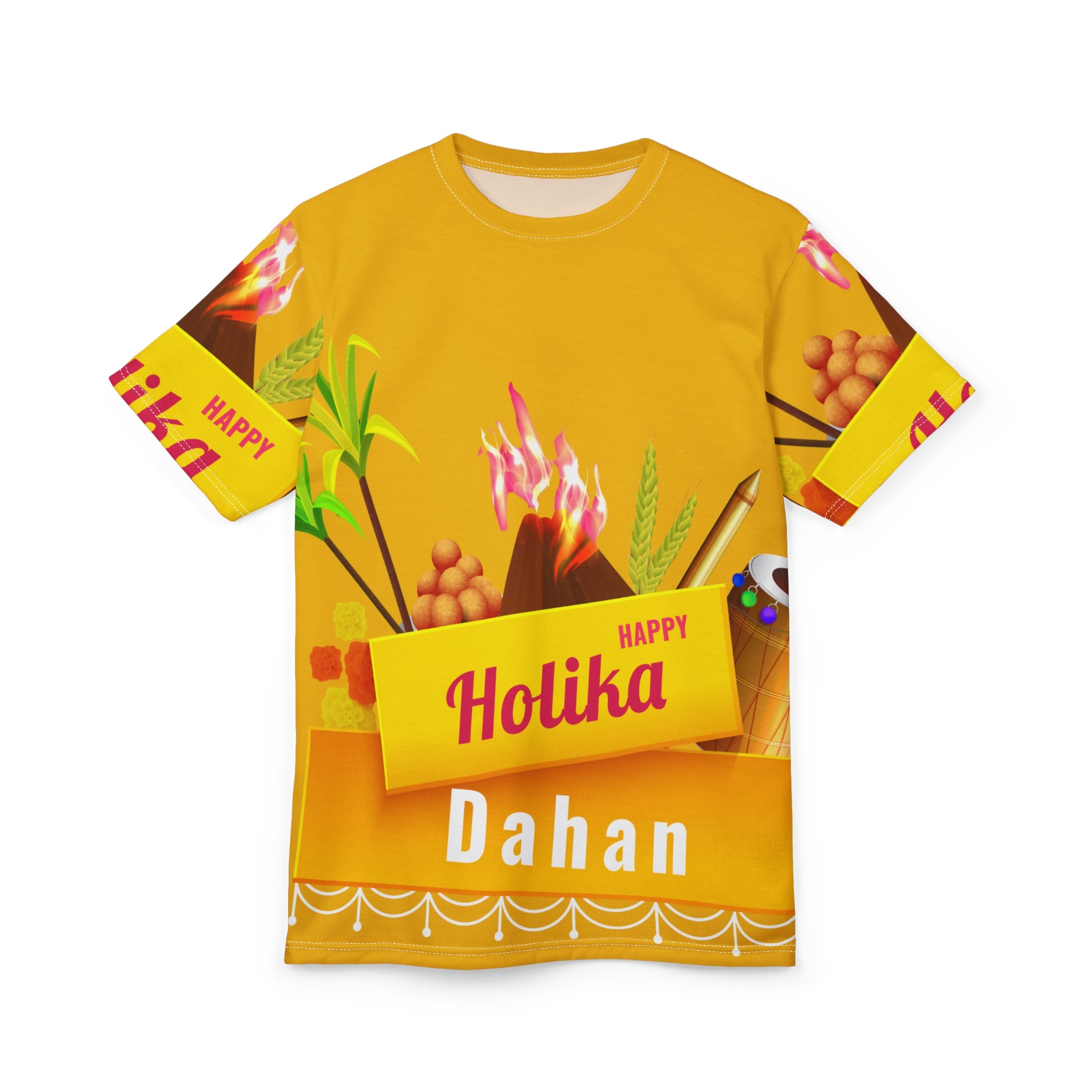 Holika Dahan Festival Tee — Bright Yellow Holi Celebration Shirt