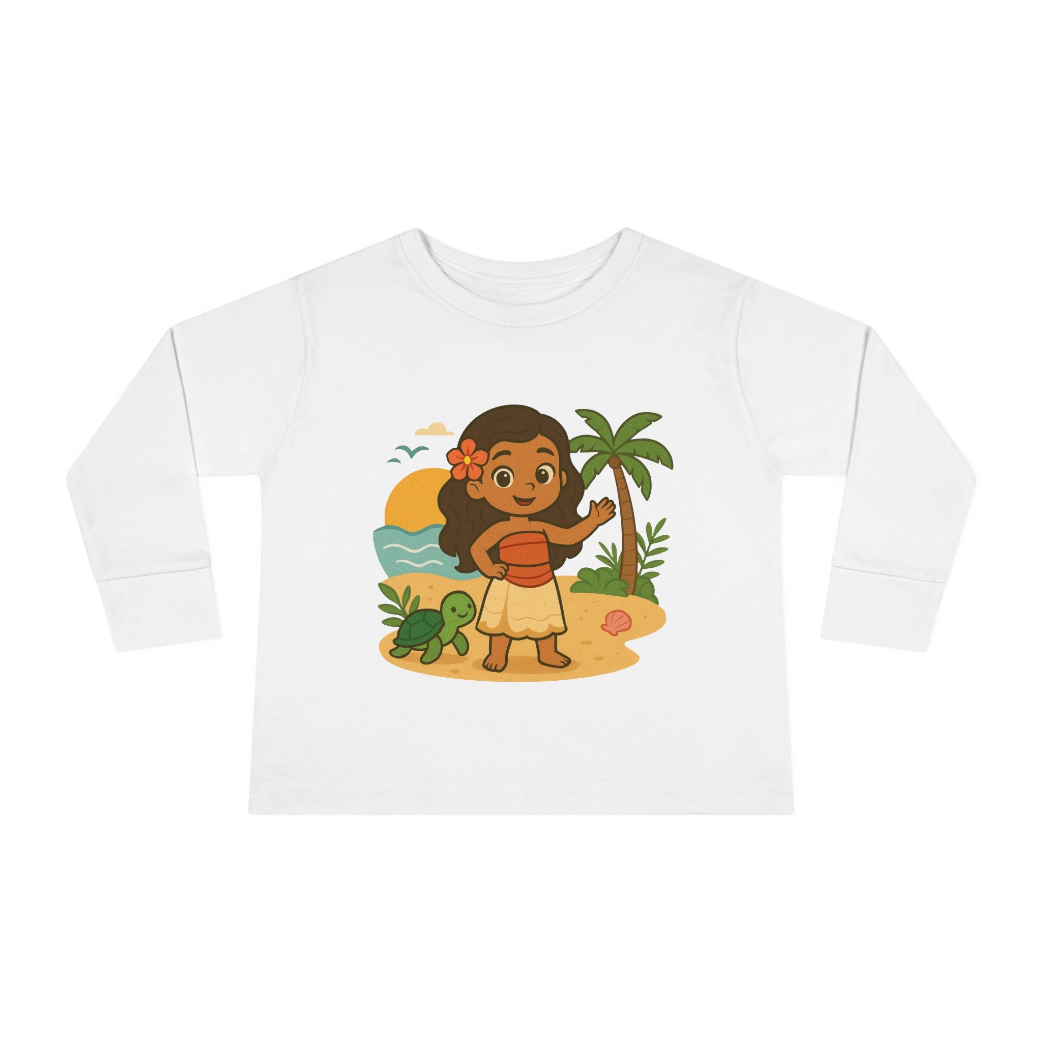 Tropical Toddler Tee, Cute Kids Shirt, Beach Vibes Long Sleeve Top, Summer Outfit for Children, Hawaiian Theme Kids Apparel