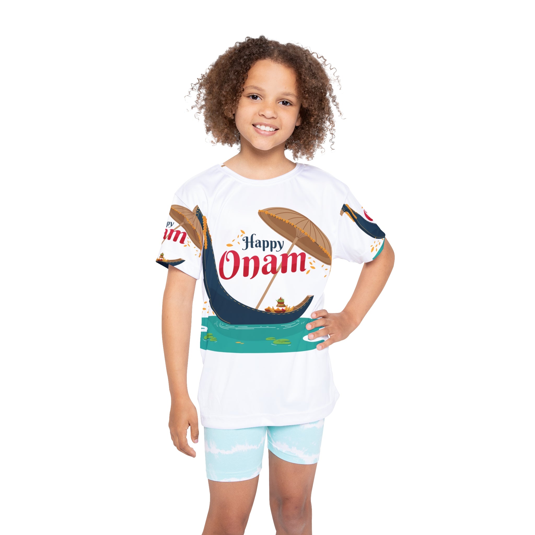 Happy Onam Kids Jersey – Festive Boat Race AOP Tee