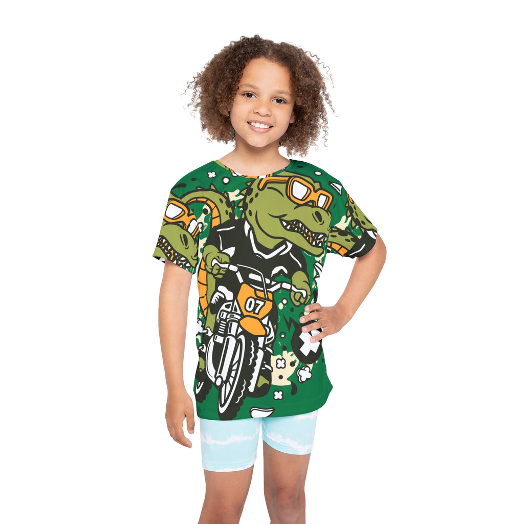 Kids Dirt Bike Jersey — Dino Motocross Graphic Tee