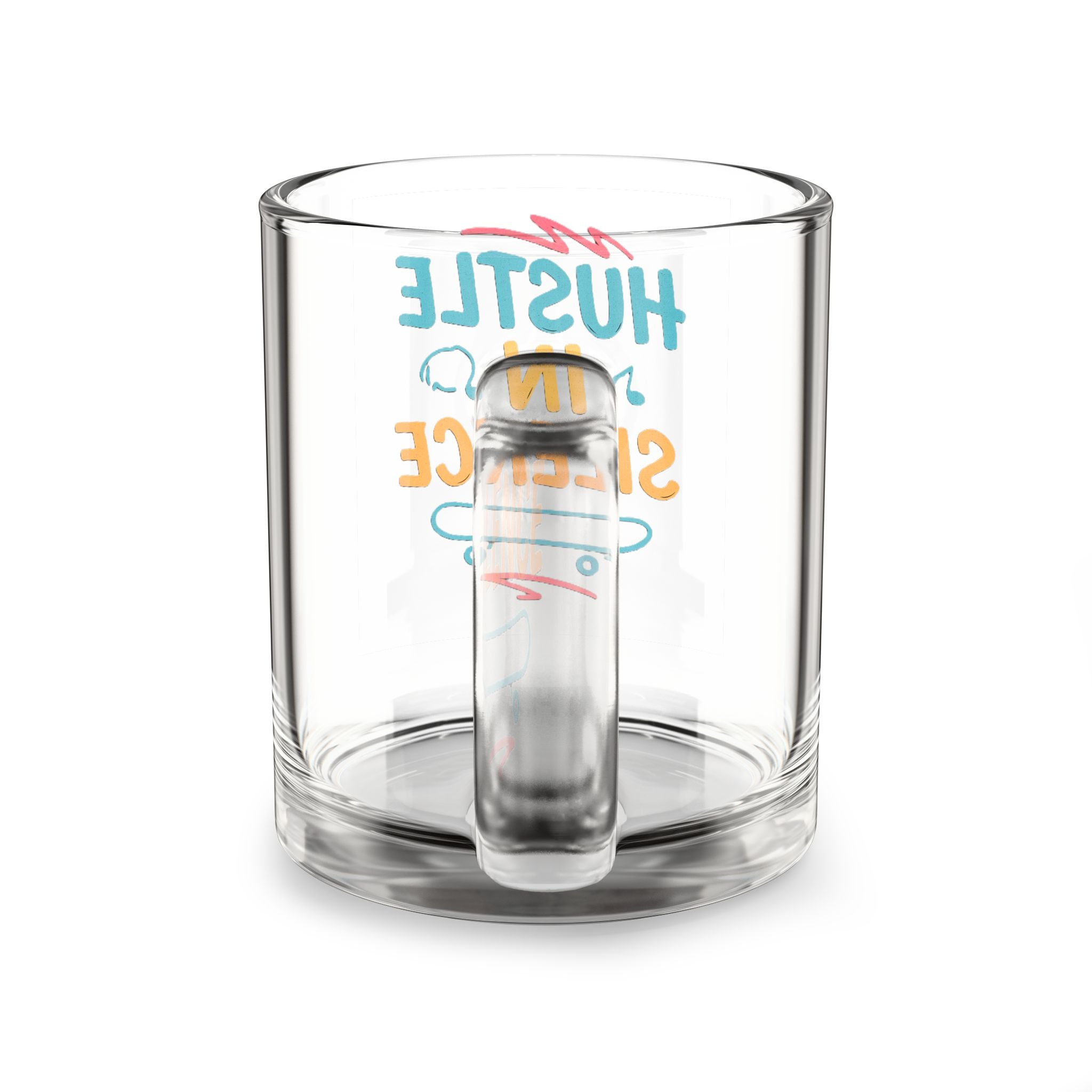 Glass Mug — "Hustle in Silence" Motivational 10oz Coffee Mug