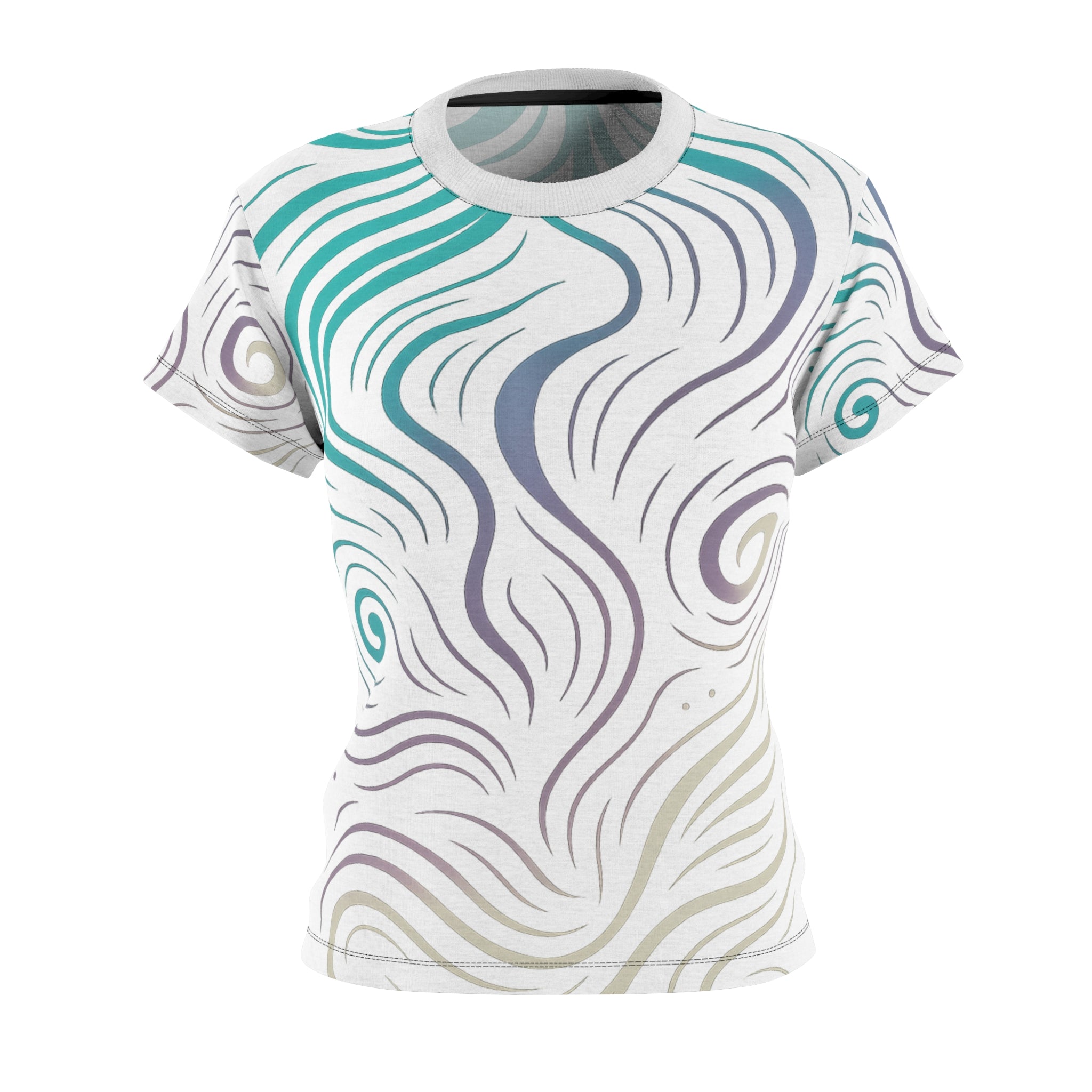 Whimsical Swirl Women's Cut & Sew Tee, Unique Patterned T-Shirt, Casual Outfit, Gift for Her, Summer Style, Boho Fashion