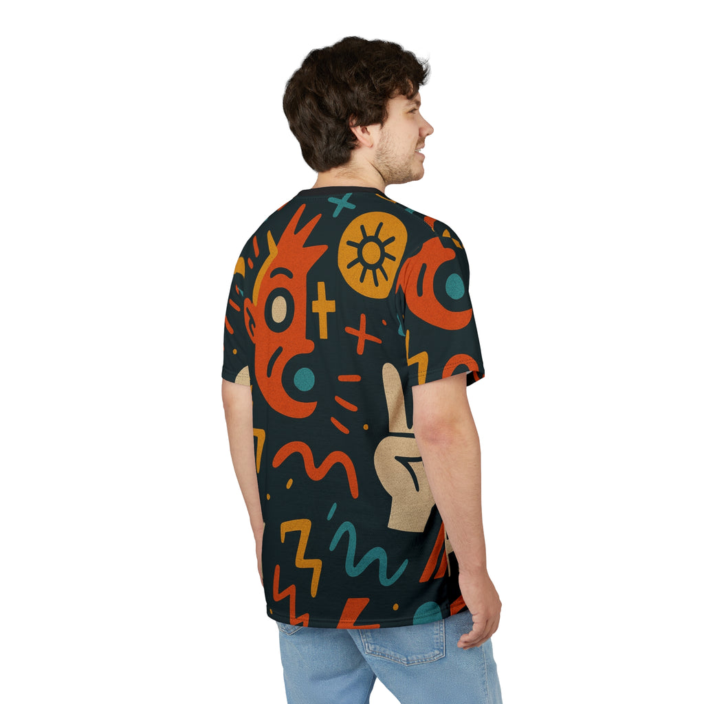 Vibrant Graphic Unisex Tee - Retro Style AOP Design