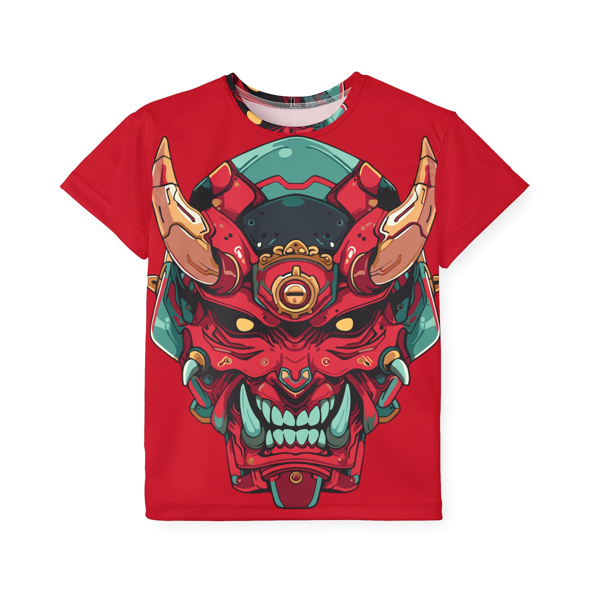Kids Jersey — Red Oni Demon Samurai Mask All-Over Print