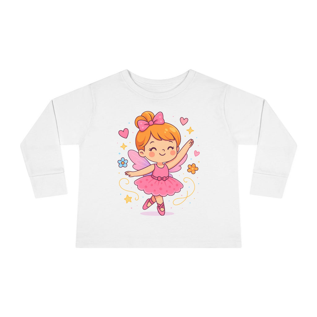 Cute Ballerina Toddler Long Sleeve Tee, Kids Dance Shirt, Toddler Gift, Ballet Costume Tee, Toddler Apparel for Birthdays, Dance Class