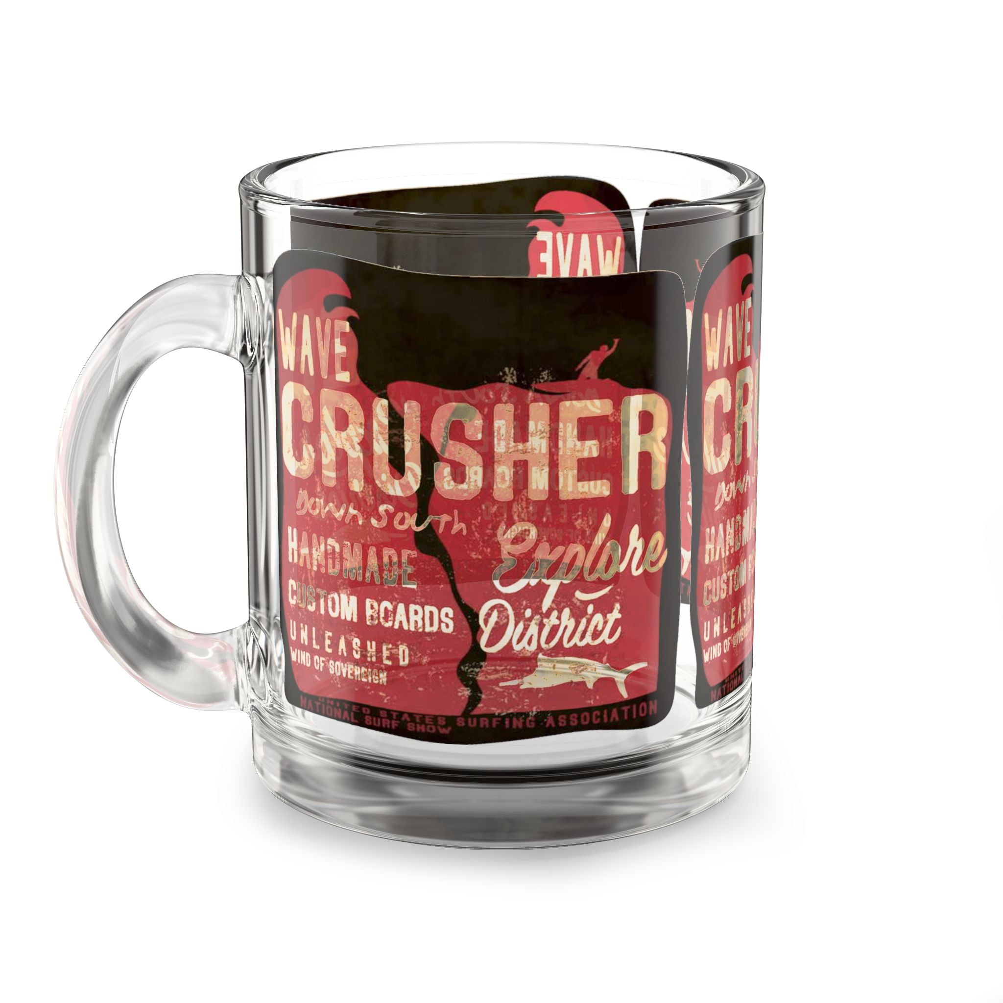 Glass Mug — Wave Crusher Retro Surf Logo 10oz