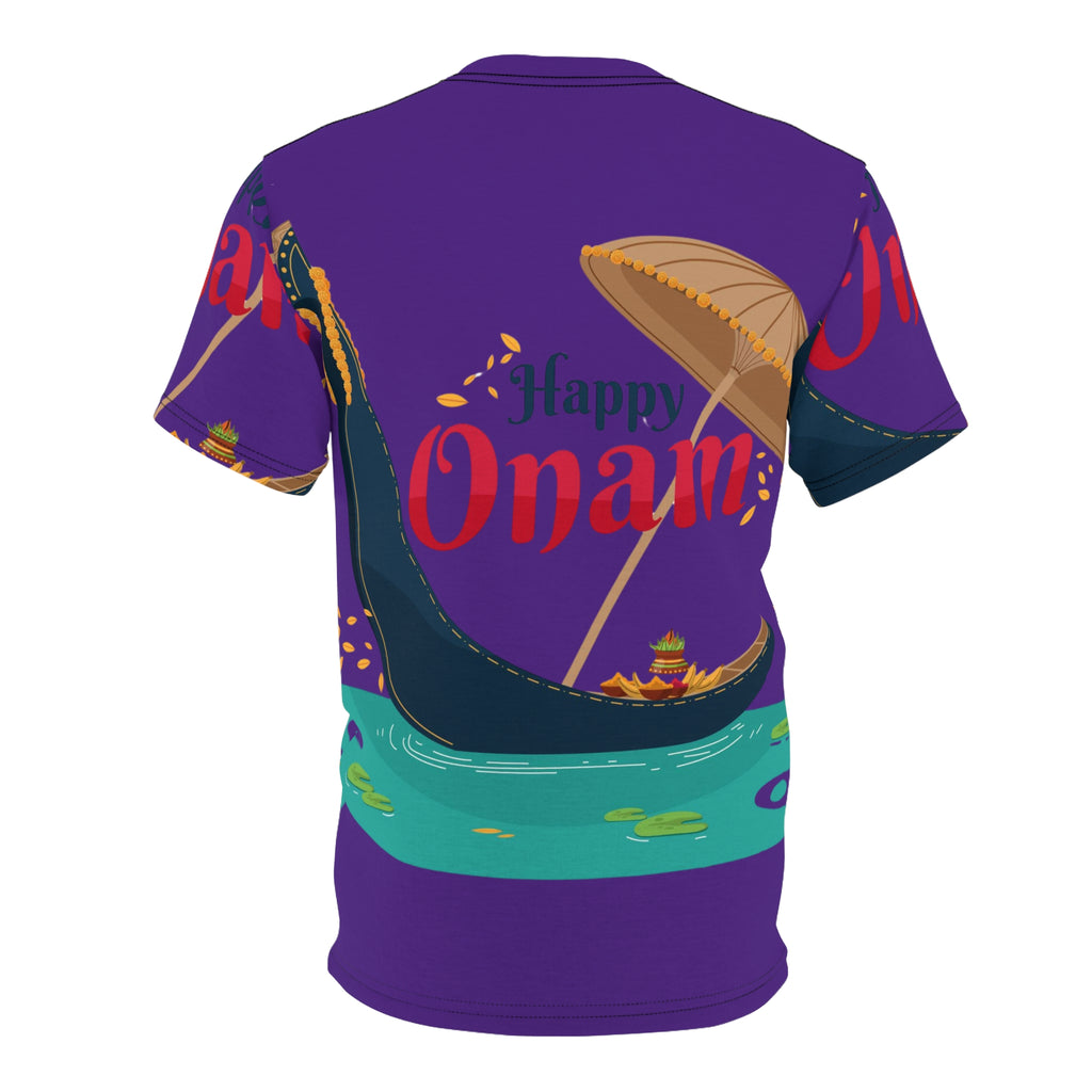 Happy Onam Tee — Decorative Boat & Parasol Kerala Festival T-Shirt