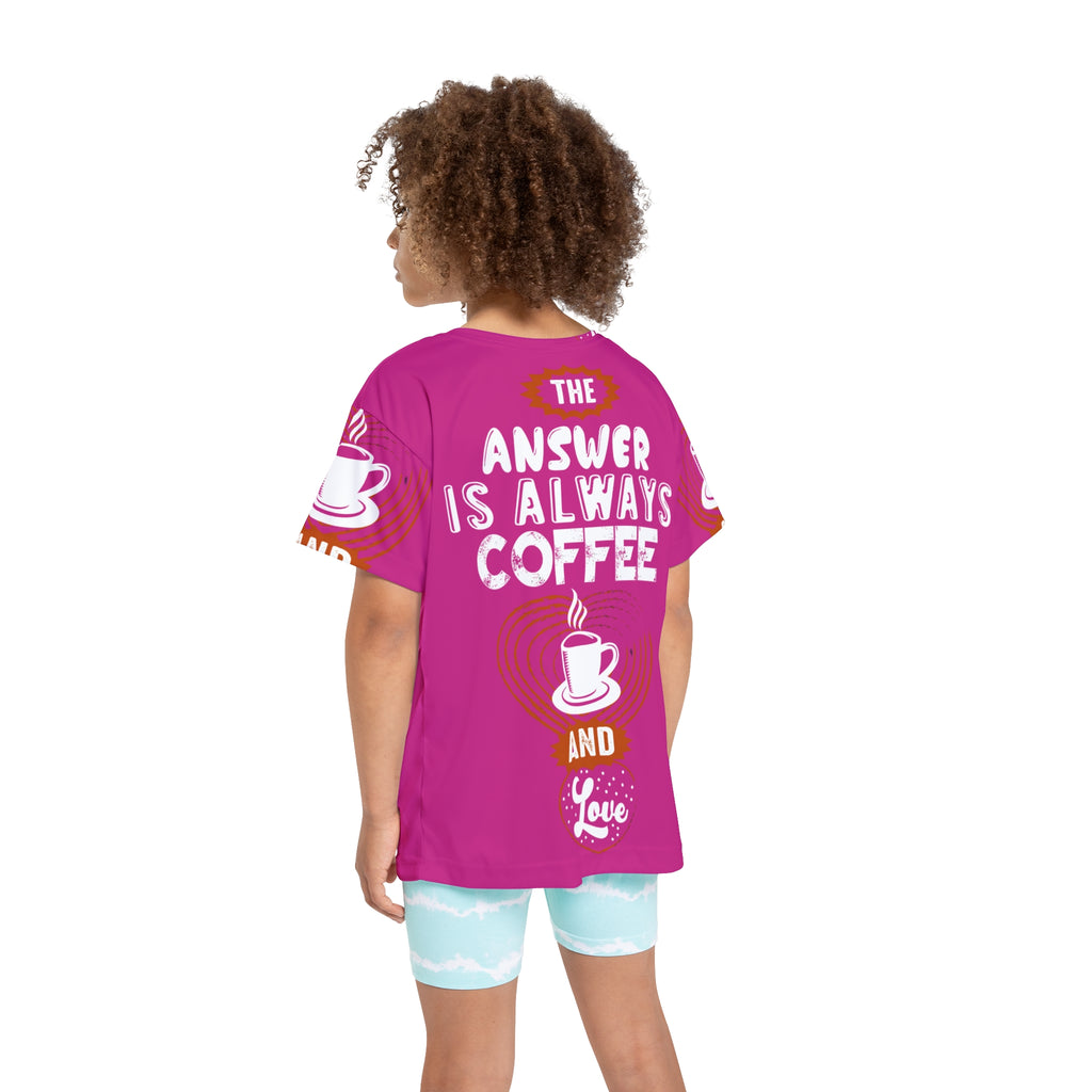 Kids Jersey — “The Answer Is Always Coffee and Love” Graphic Tee