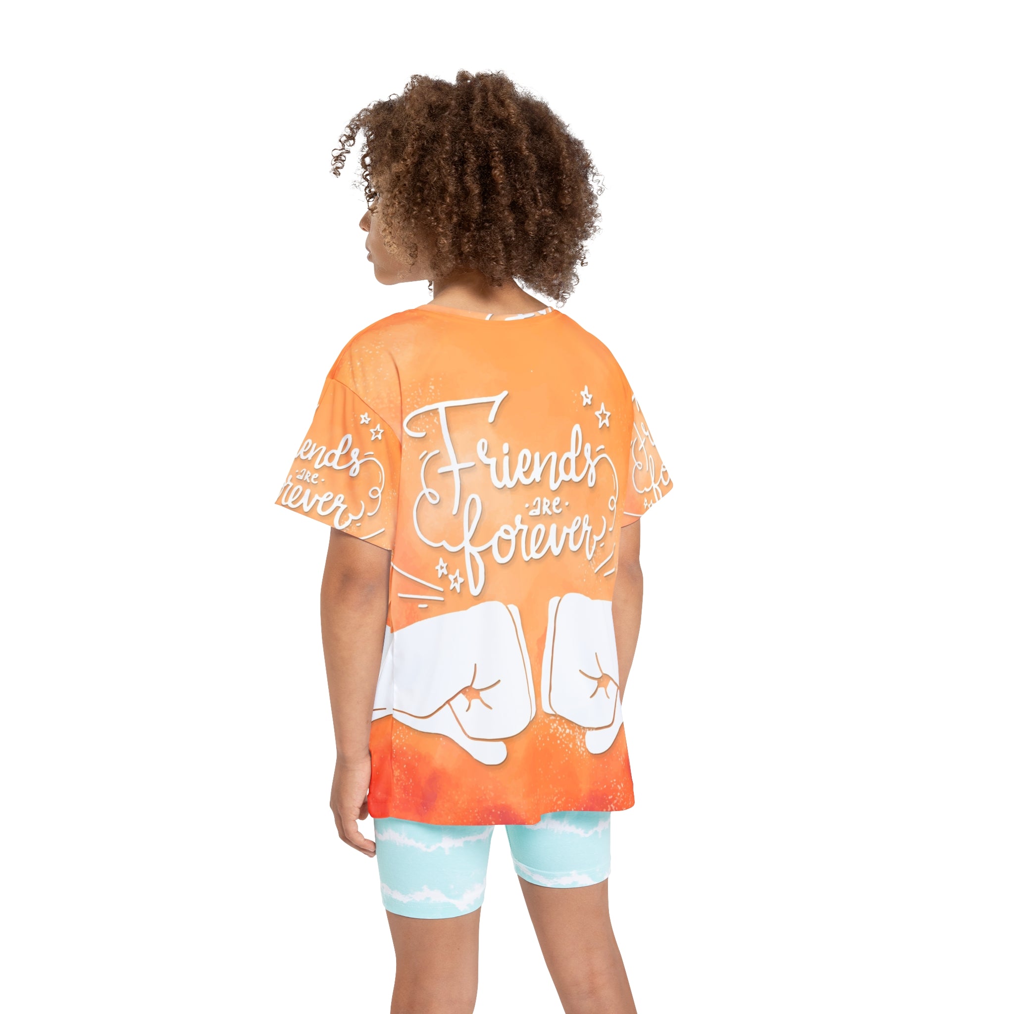 Kids Tee — "Friends Are Forever" Orange Fist-Bump Graphic