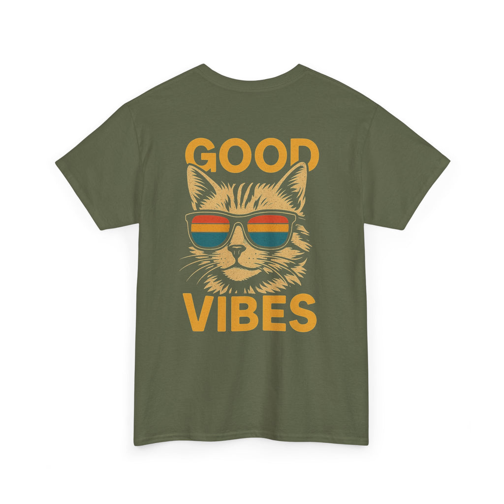 Good Vibes Cat Tee, Unisex Cotton T-Shirt, Summer Casual Top, Gift for Cat Lovers, Fun Pet Shirt, Chill Vibes Outfit