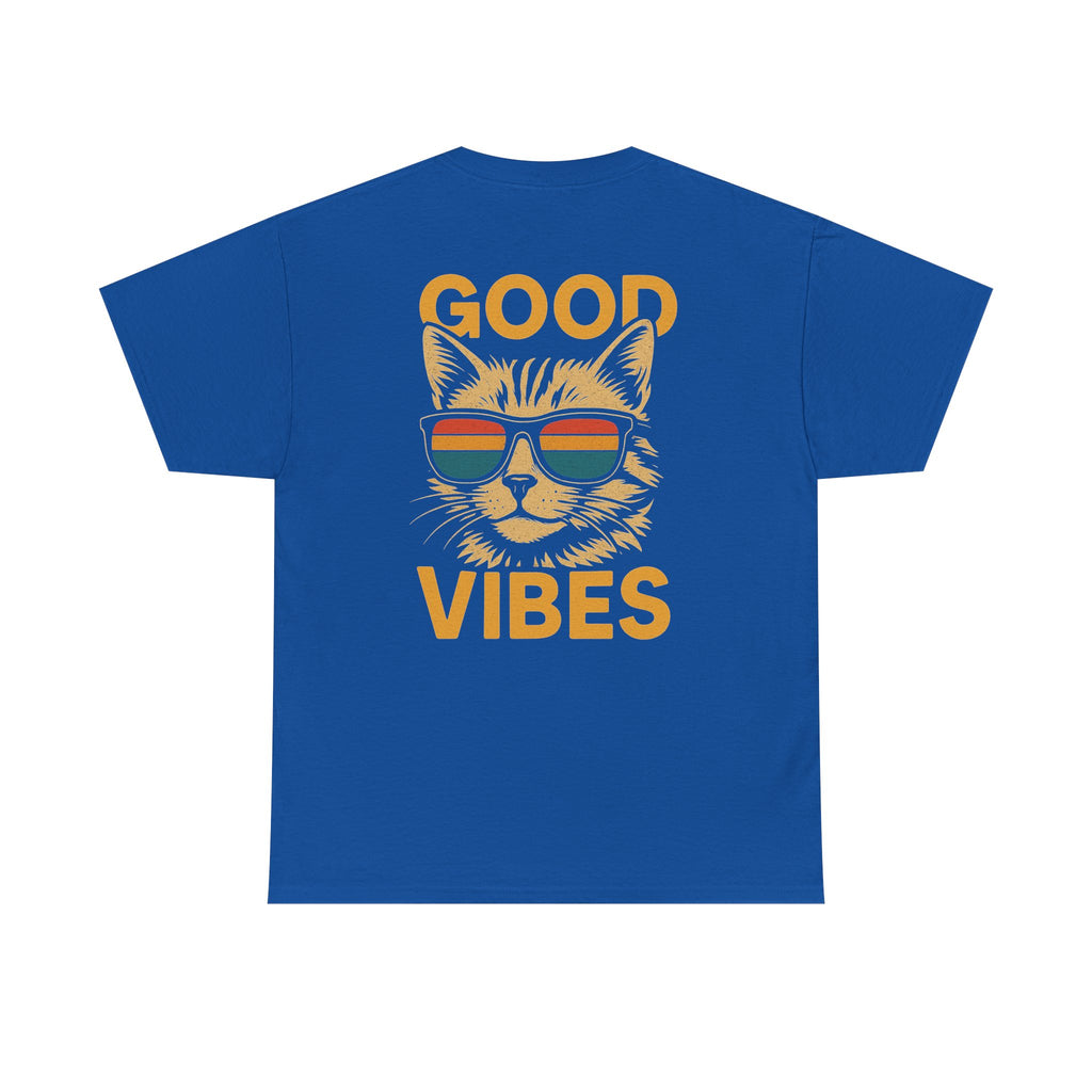 Good Vibes Cat Tee, Unisex Cotton T-Shirt, Summer Casual Top, Gift for Cat Lovers, Fun Pet Shirt, Chill Vibes Outfit