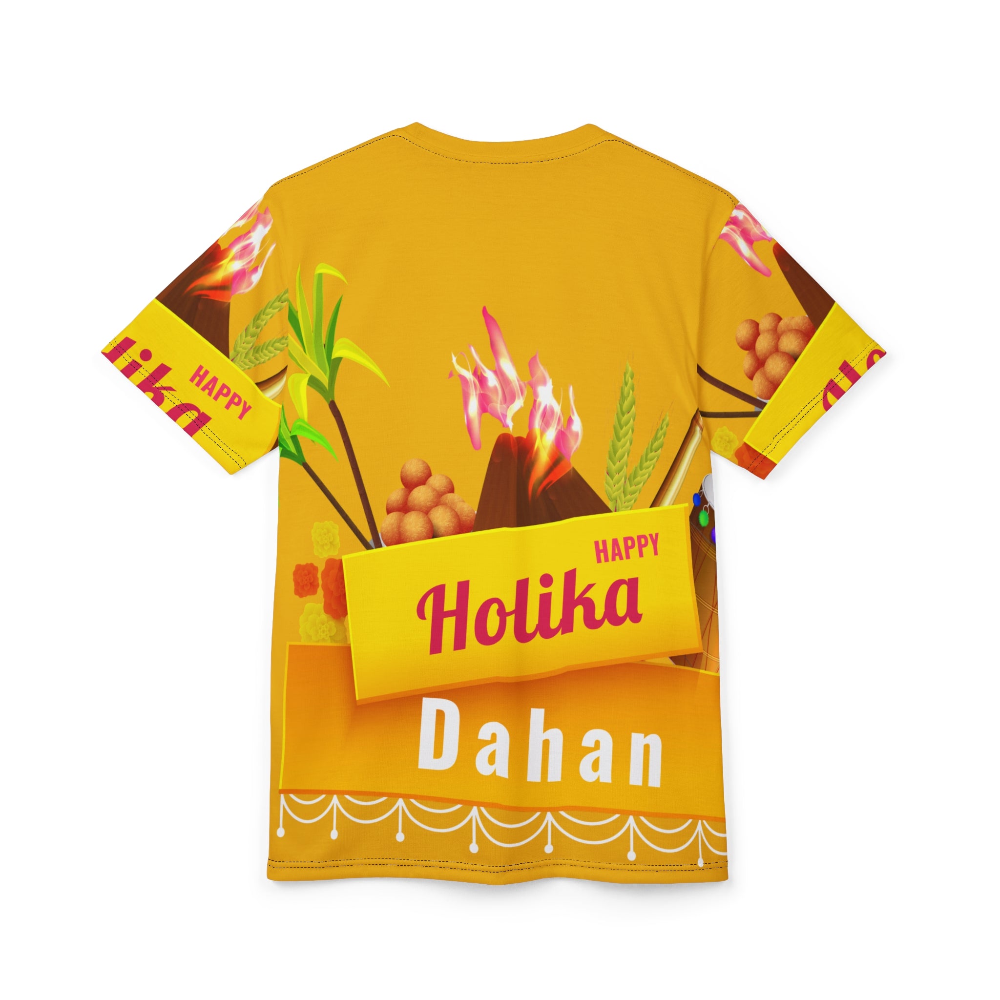 Holika Dahan Festival Tee — Bright Yellow Holi Celebration Shirt