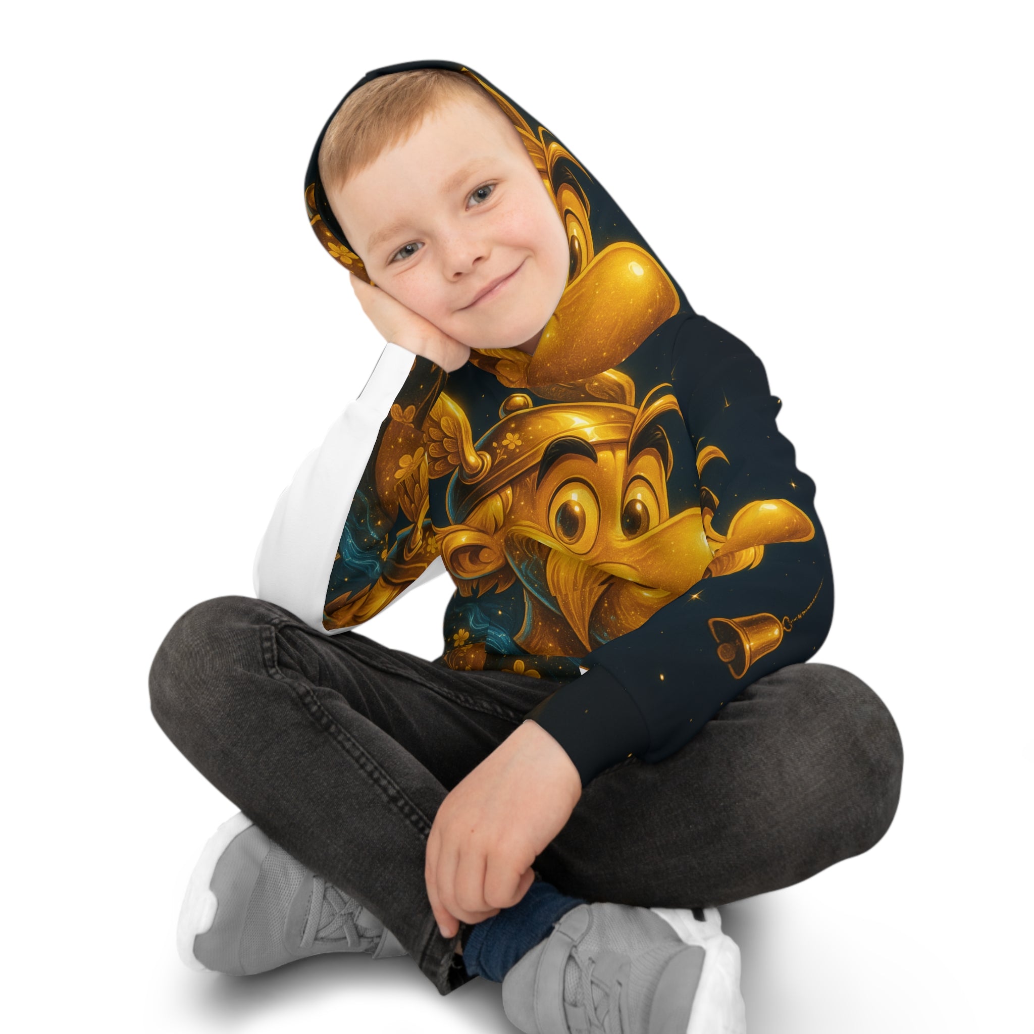 Children's Asterix Hoodie — Golden Comic Character All-Over Print