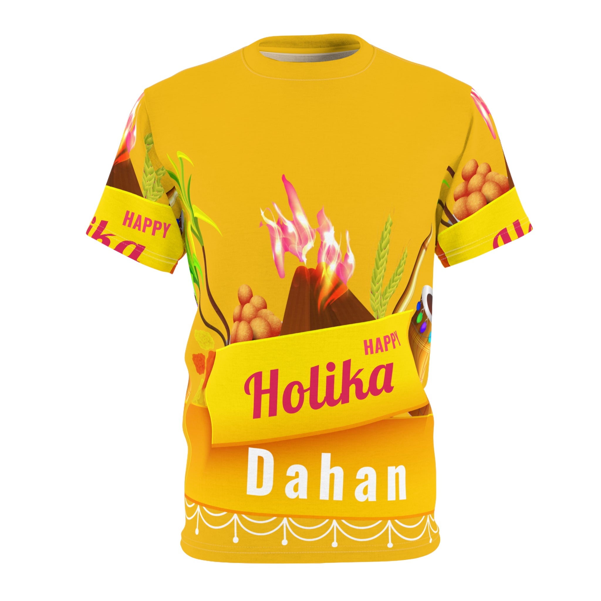 Holika Dahan Festival Tee — Bright Yellow Holi Celebration Shirt
