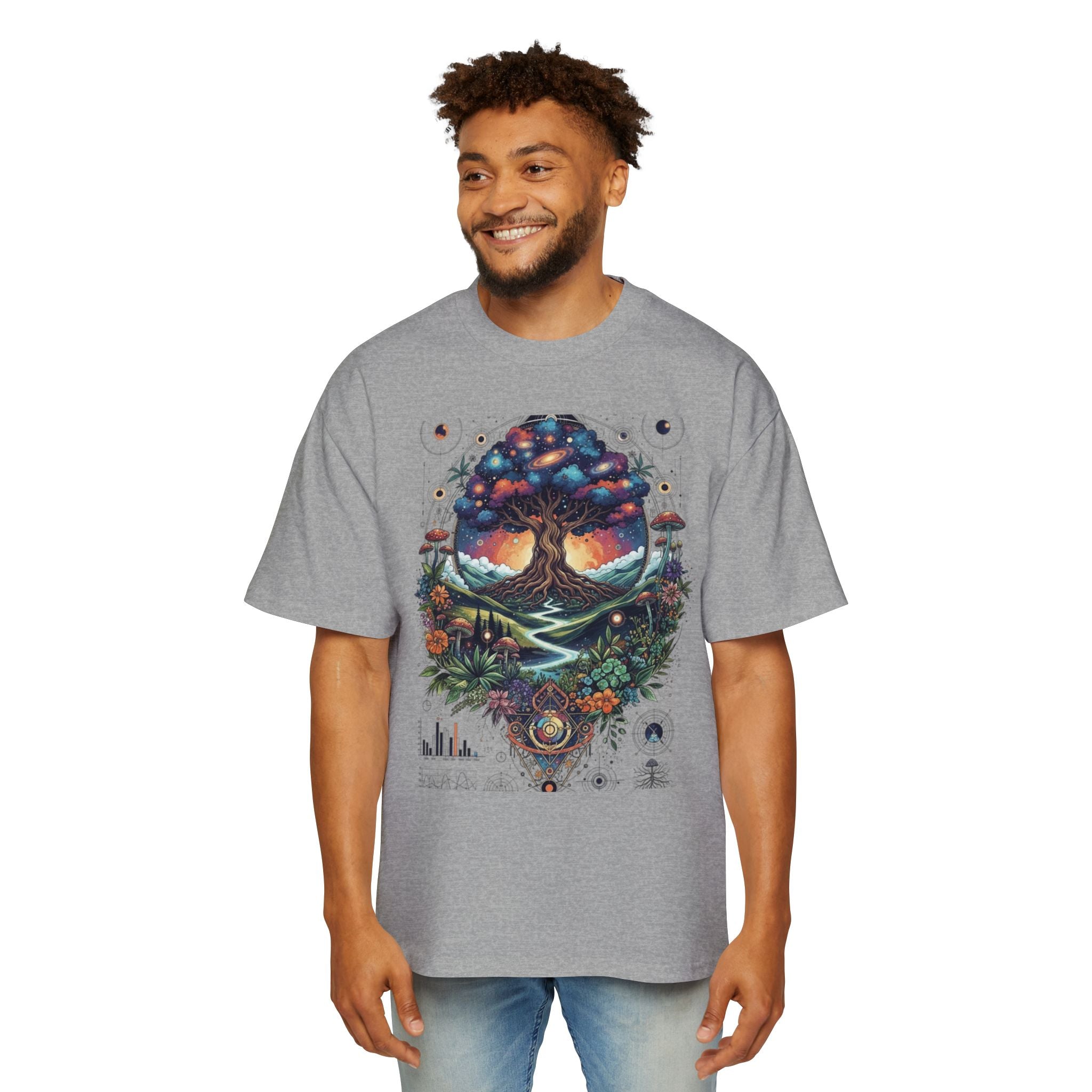 Bohemian Tree of Life Tee, Oversized Men's Shirt, Festival Wear, Nature Lover Gift, Eco-Friendly Fashion, Casual Summer Top