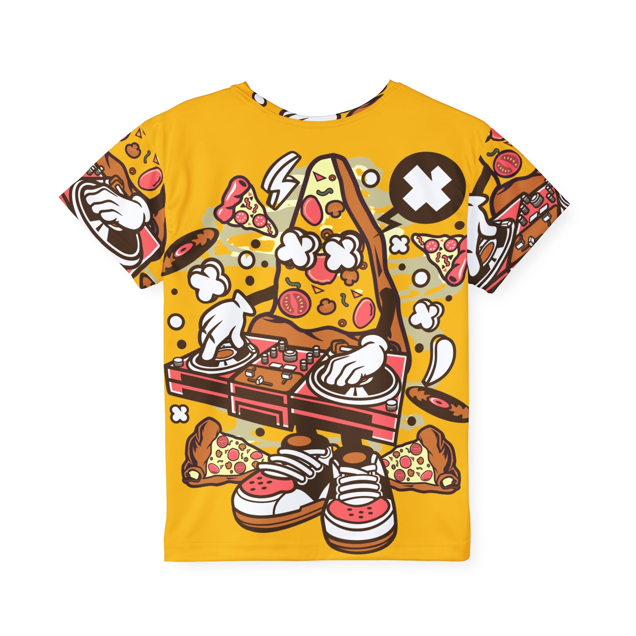 Kids Pizza DJ Tee — Colorful Cartoon All-Over Print Sports Jersey