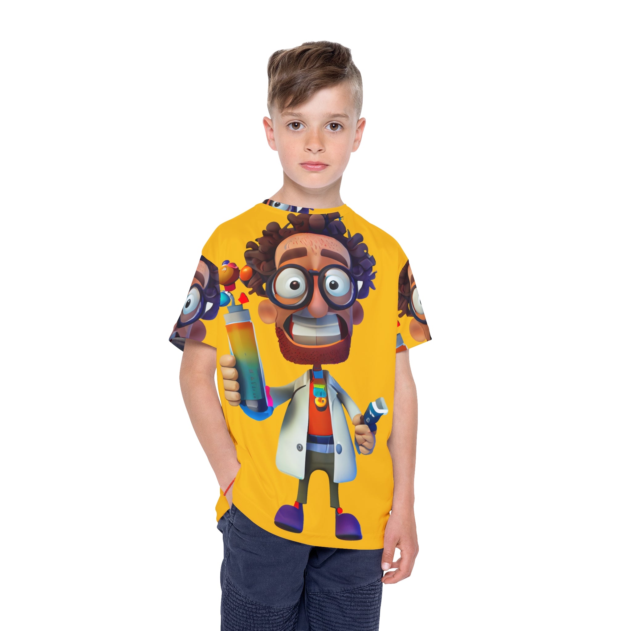 Kids Science Cartoon Jersey — Colorful Mad Scientist All-Over Print