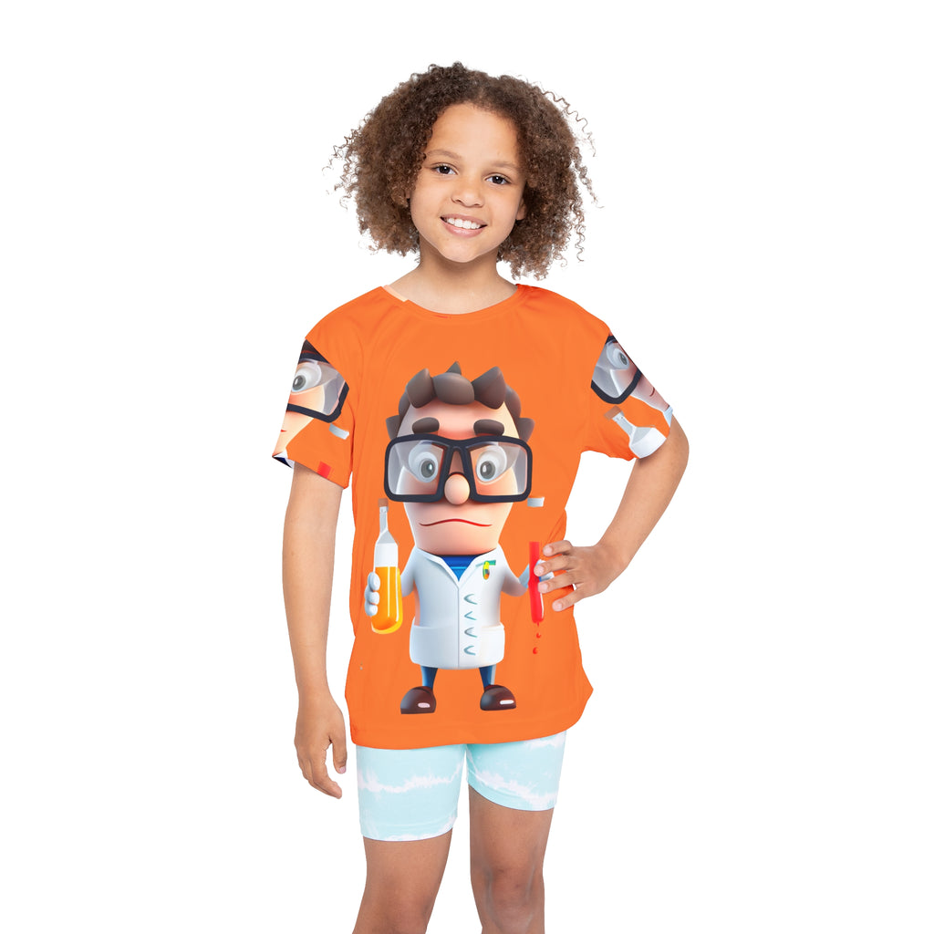 Kids Science Jersey — Cute Cartoon Mad Scientist All-Over Print Tee