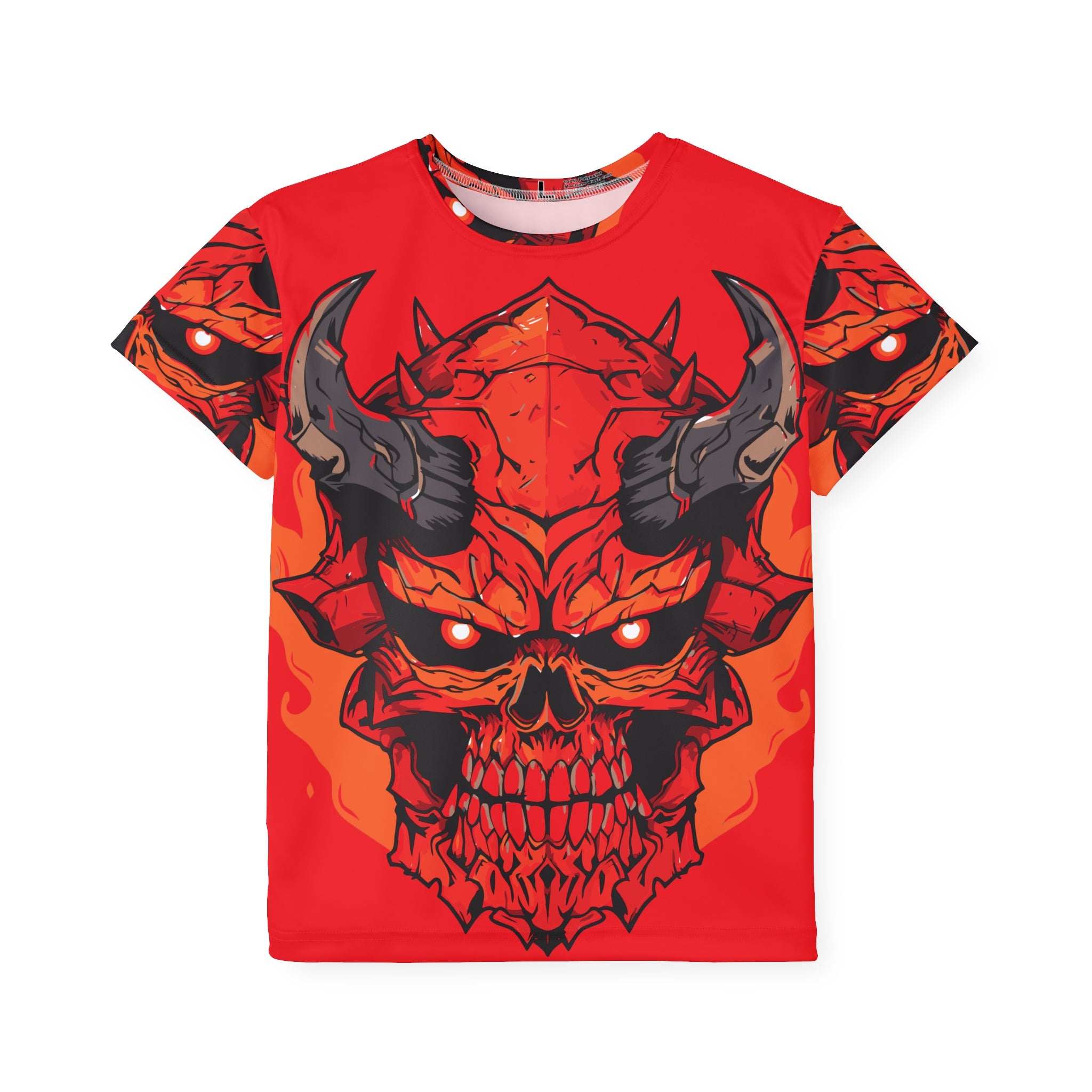 Kids Jersey — Fiery Demon Skull All-Over Print