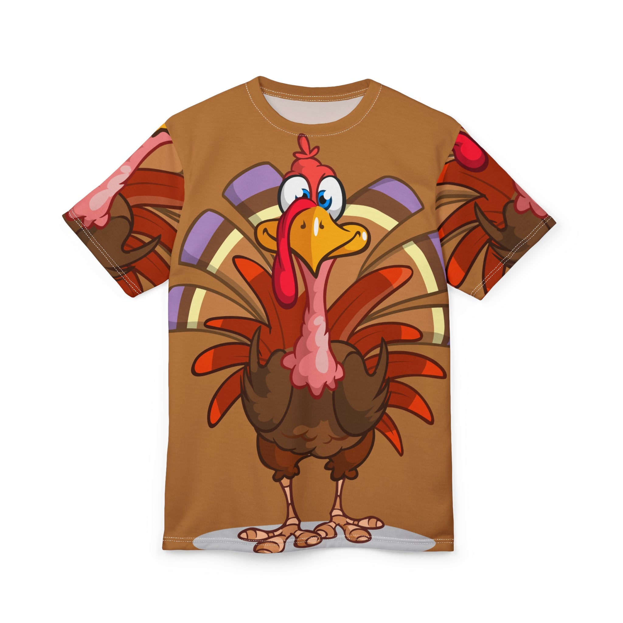 Turkey Cartoon All-Over Print Tee — Funny Thanksgiving Turkey Shirt