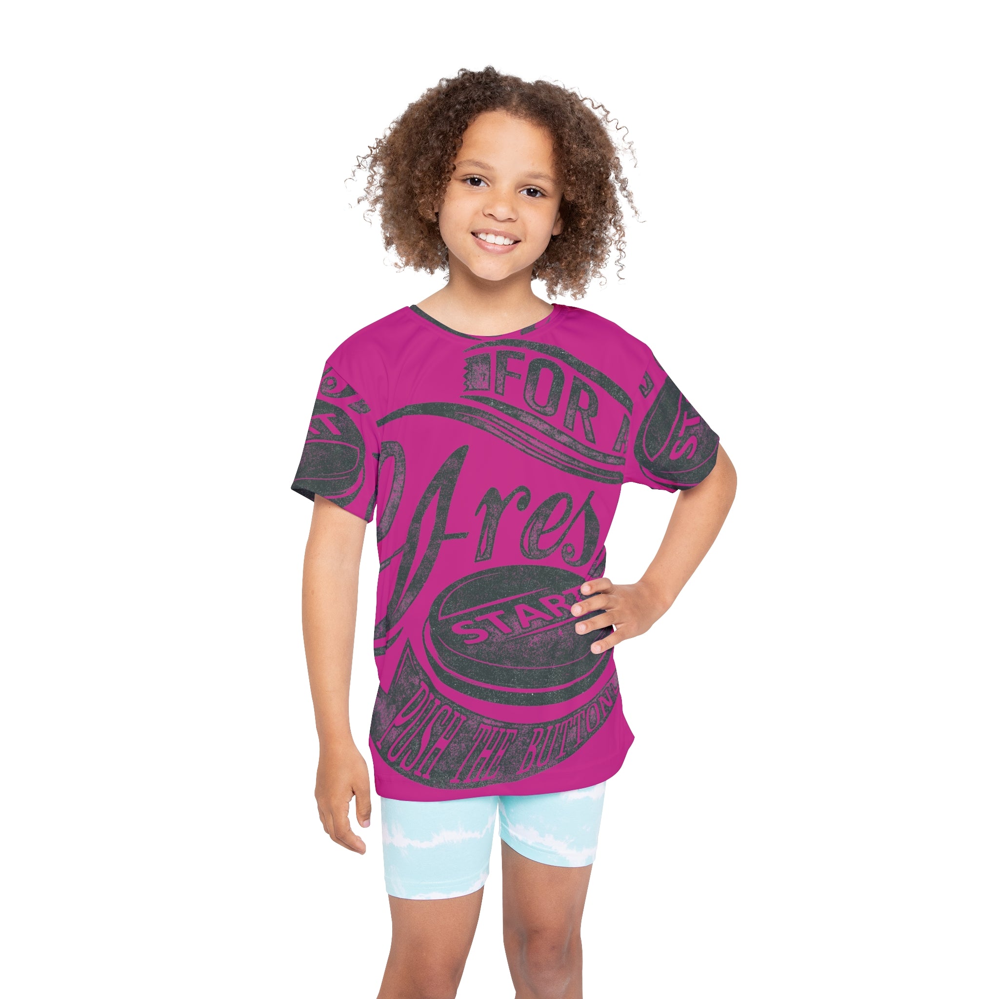 Kids Sports Jersey — Pink 'Press Start' Retro Gaming Graphic
