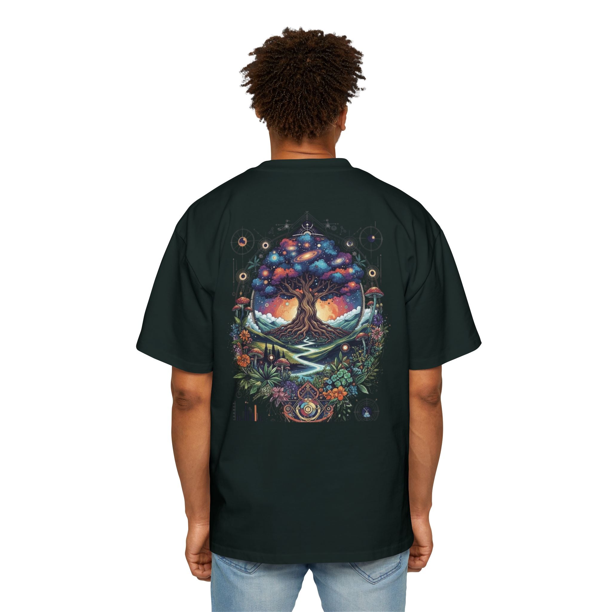 Bohemian Tree of Life Tee, Oversized Men's Shirt, Festival Wear, Nature Lover Gift, Eco-Friendly Fashion, Casual Summer Top