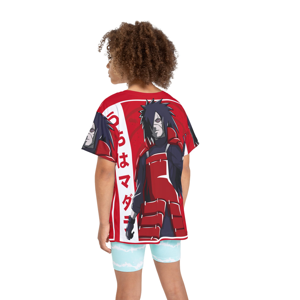 Kids Anime Madara Uchiha Jersey — Red All-Over-Print Sports Tee