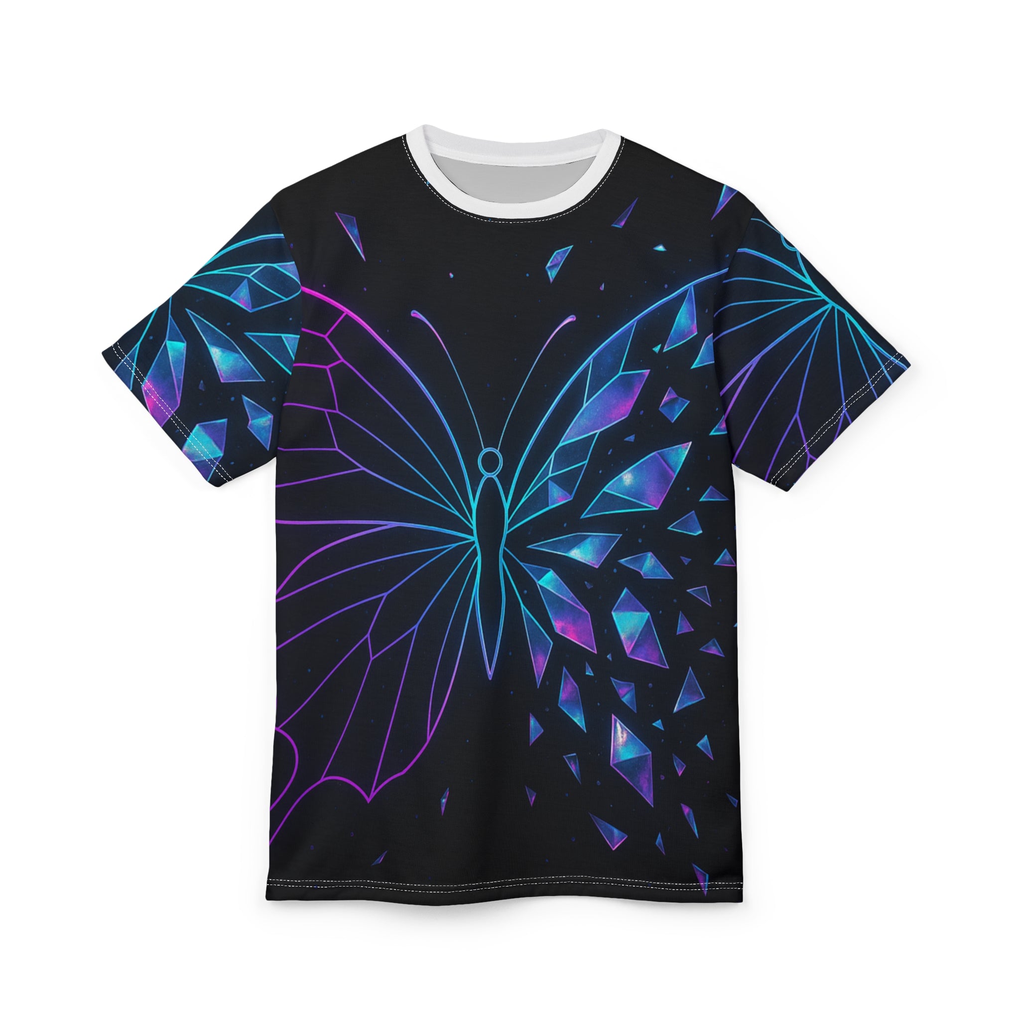 Colorful Butterfly AOP Unisex Tee, Graphic T-Shirt, Casual Wear, Unique Gift, Trendy Fashion, Butterfly Lover Apparel