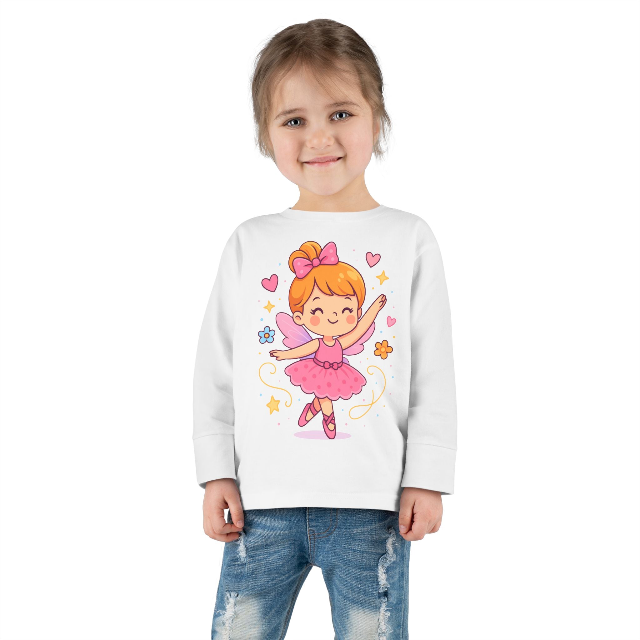 Cute Ballerina Toddler Long Sleeve Tee, Kids Dance Shirt, Toddler Gift, Ballet Costume Tee, Toddler Apparel for Birthdays, Dance Class