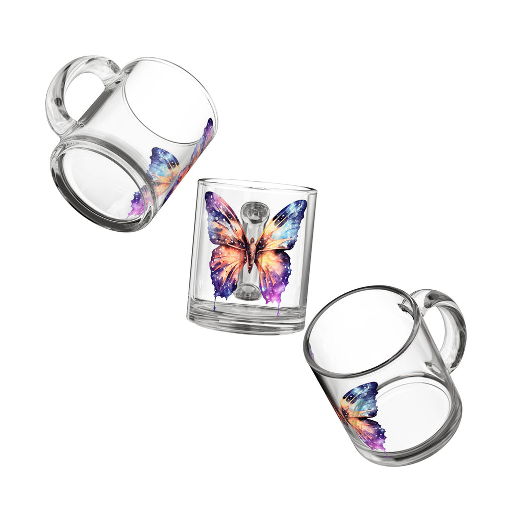 0oz Glass Mug  Watercolor Butterfly Cup