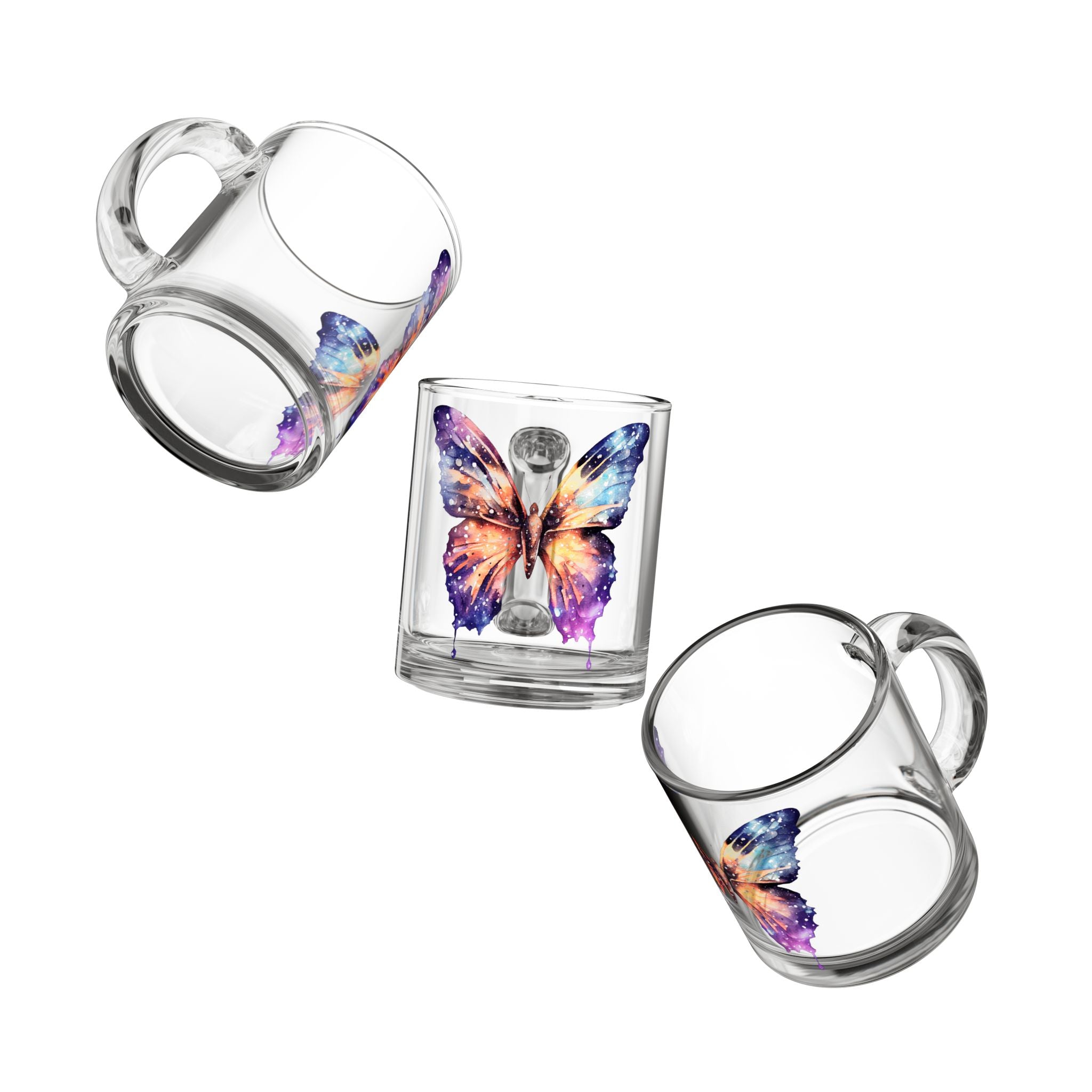 0oz Glass Mug  Watercolor Butterfly Cup