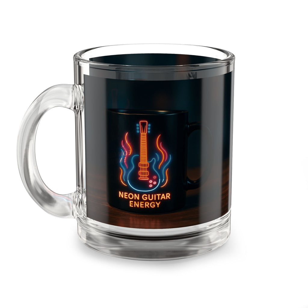 Glass Mug — Neon Guitar Energy 10oz Coffee Cup