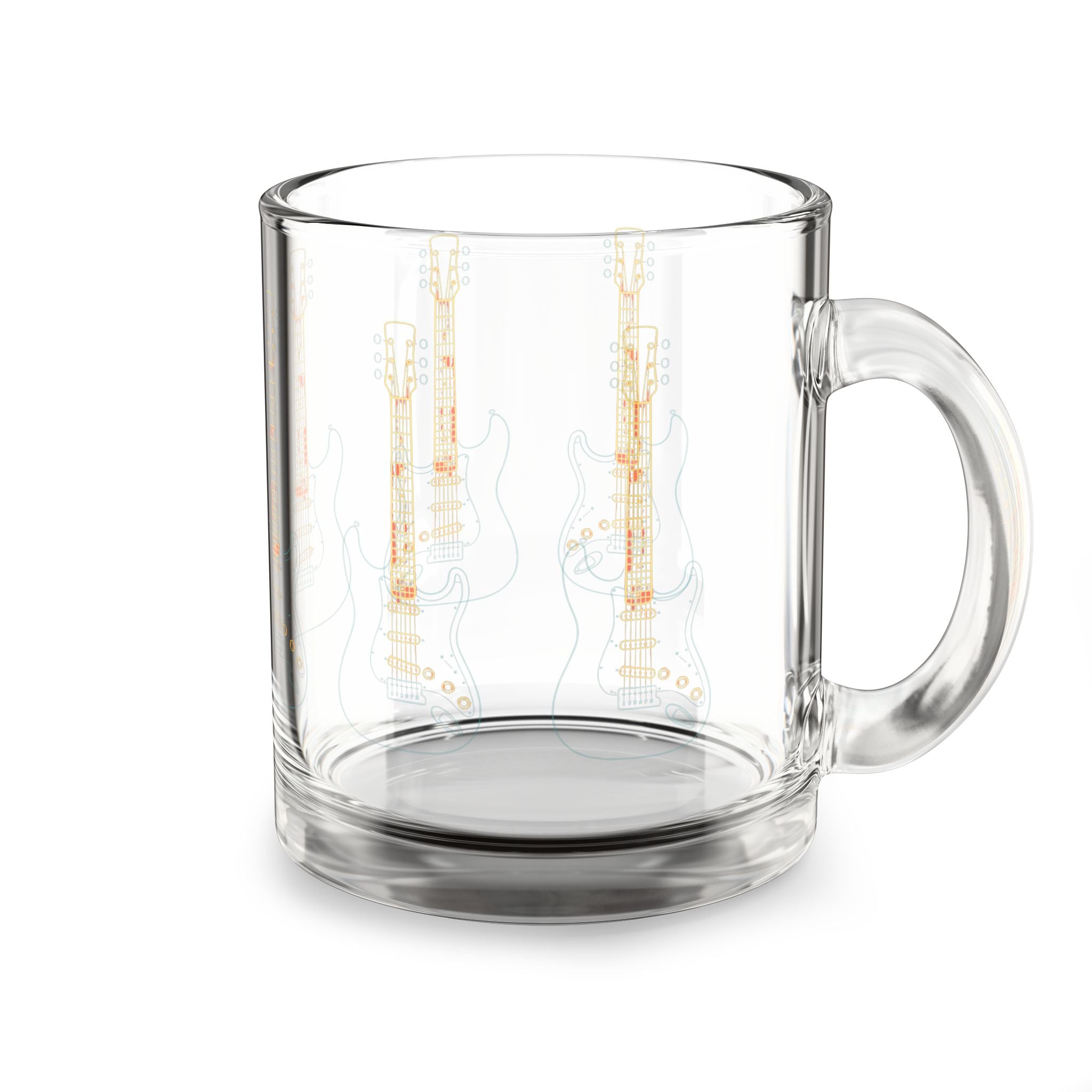 Glass Mug — Vintage Electric Guitar Pattern 10oz