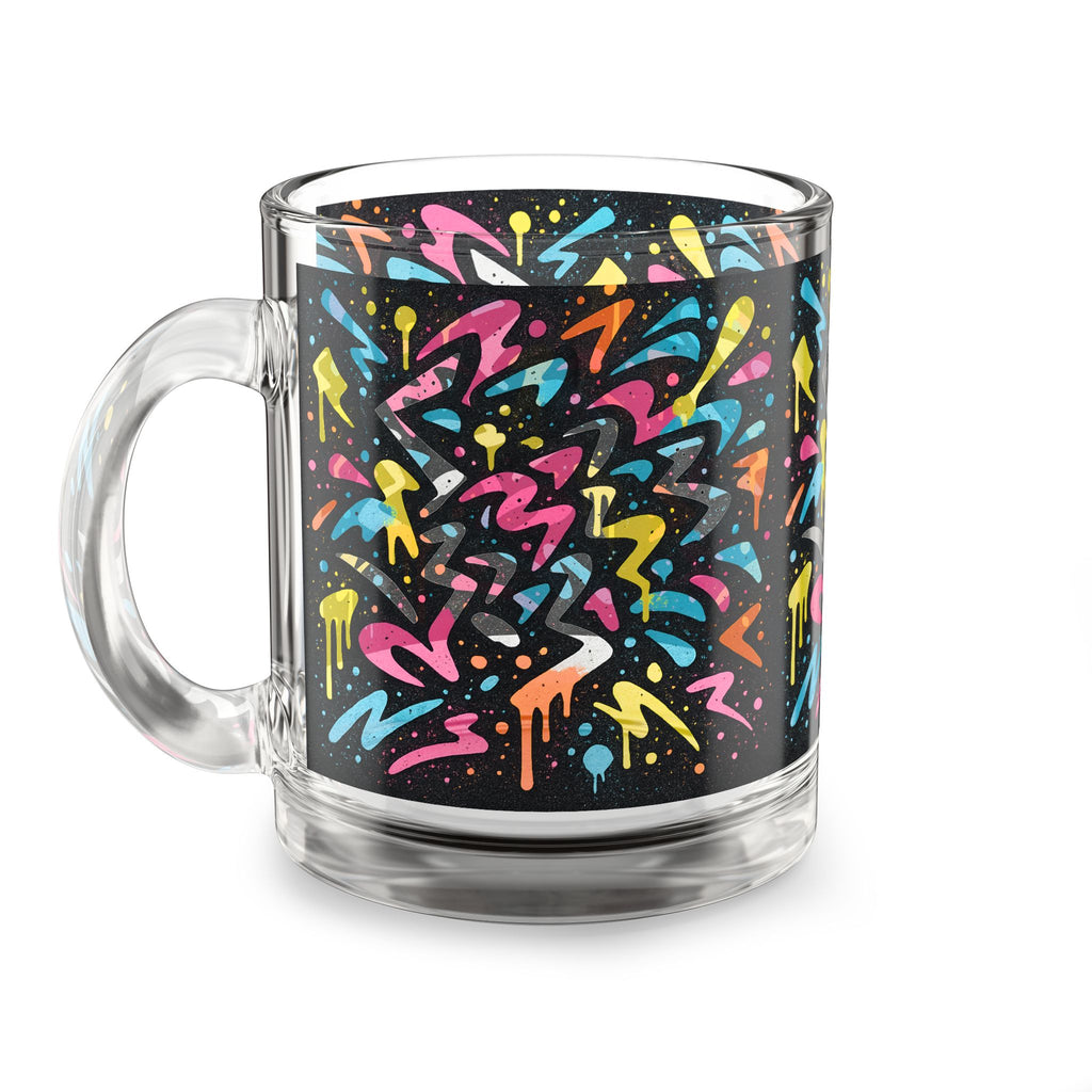 10oz Glass Mug  Neon Graffiti 