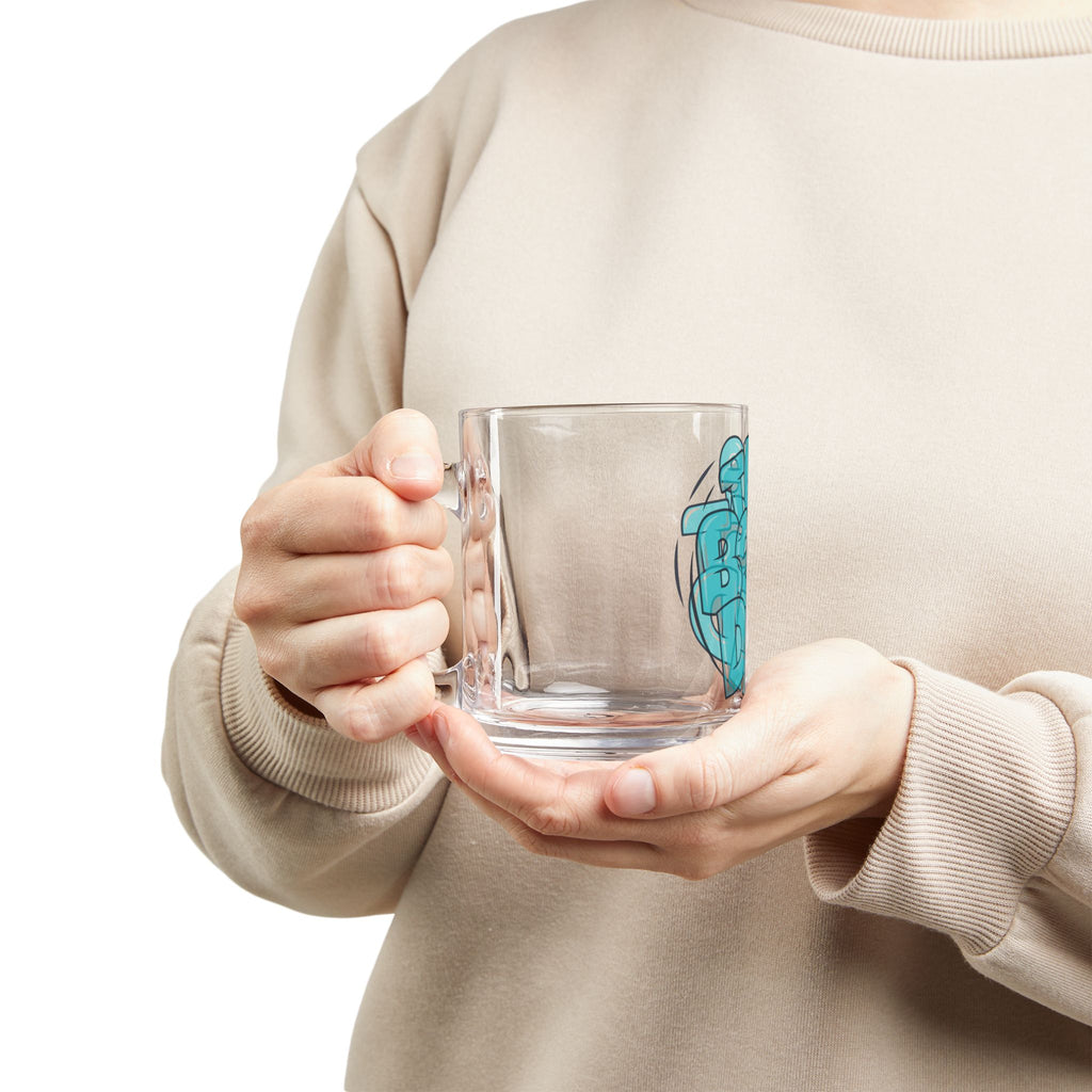 Glass Mug — "The Best Dad" Blue Lettering Coffee Cup | Father’s Day Gift