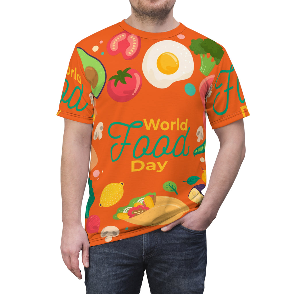 World Food Day All-Over Print Tee — Colorful Food Festival Graphic Shirt