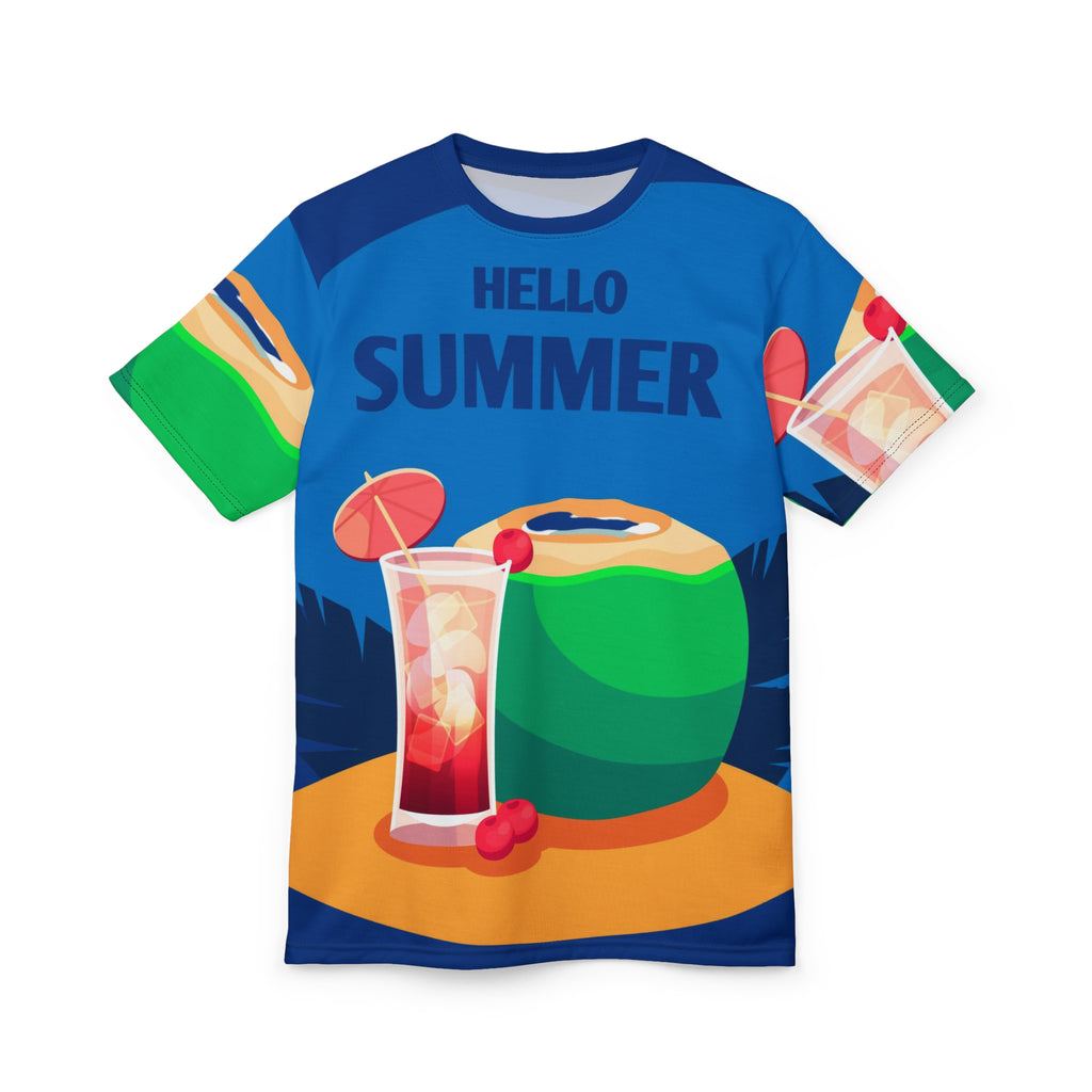 Hello Summer Tee — Tropical Coconut & Cocktail All-Over Print T-Shirt