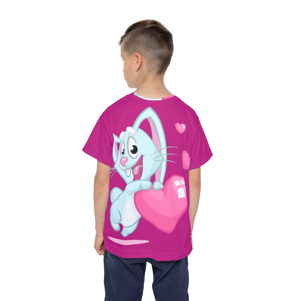 Kids Jersey — Cute Blue Bunny Holding Heart All-Over Print
