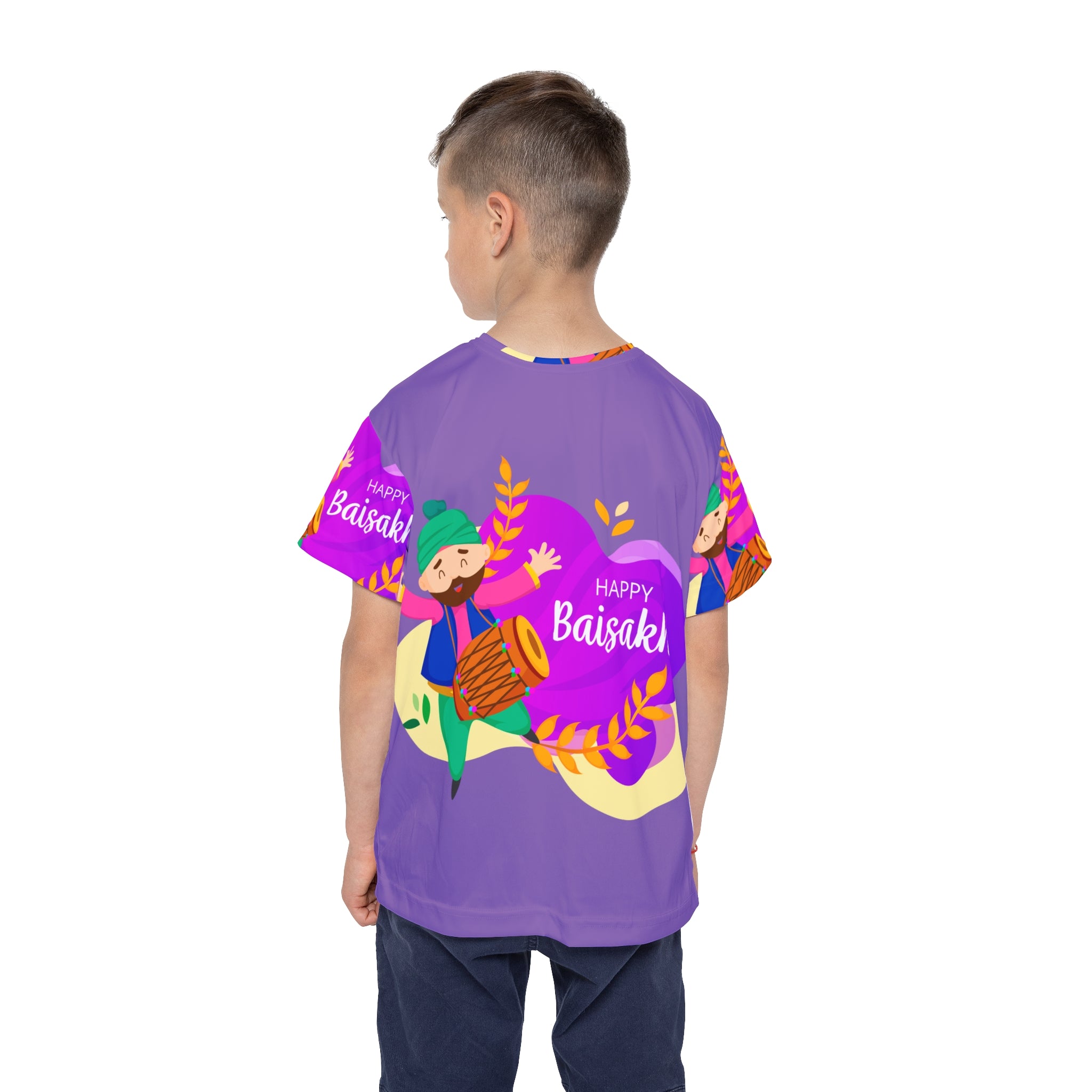 Kids Baisakhi T‑Shirt — Happy Baisakhi Punjabi Dhol Celebration Jersey