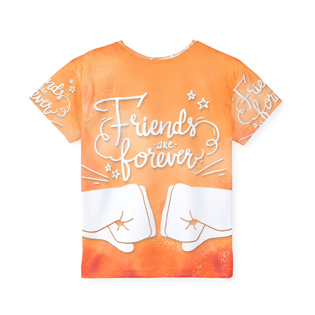 Kids Tee — "Friends Are Forever" Orange Fist-Bump Graphic