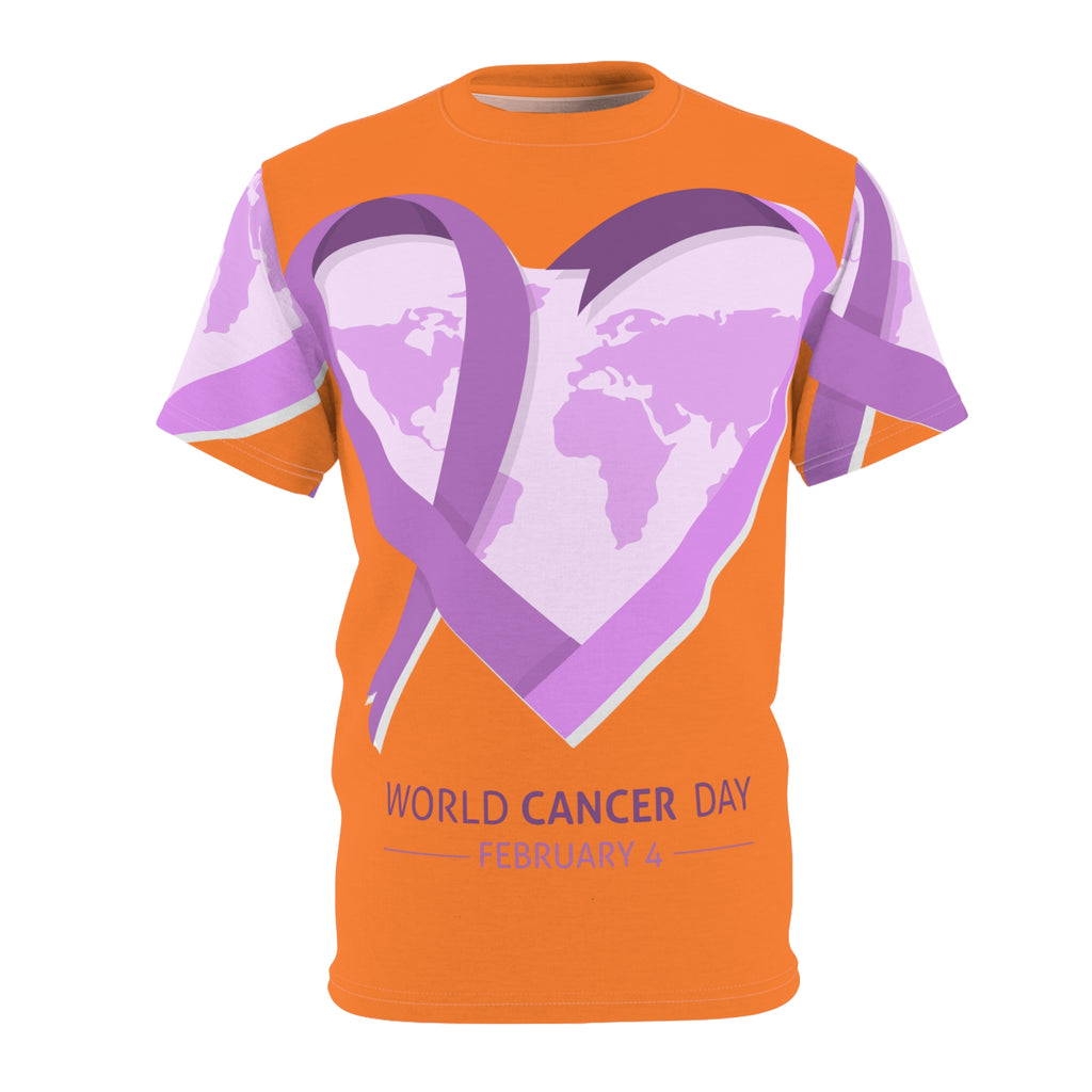 World Cancer Day Tee — February 4 Purple Ribbon Heart Awareness Shirt