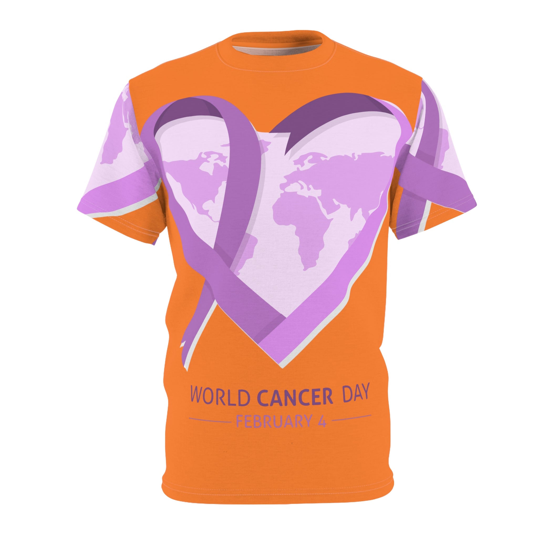 World Cancer Day Tee — February 4 Purple Ribbon Heart Awareness Shirt