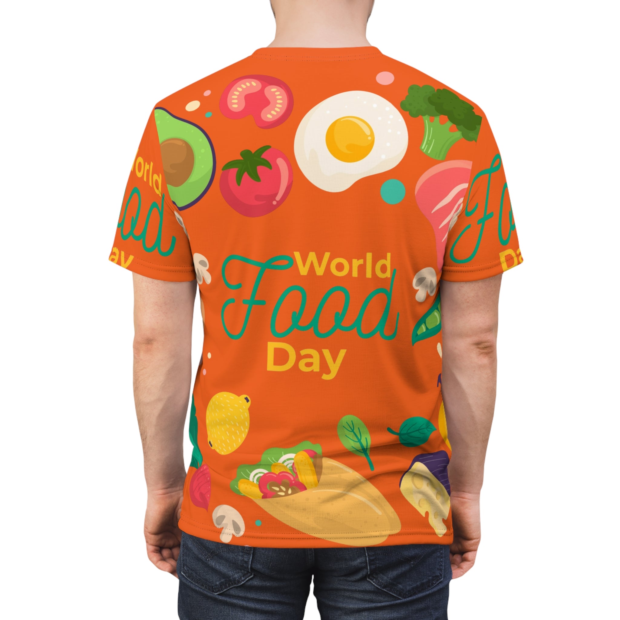 World Food Day All-Over Print Tee — Colorful Food Festival Graphic Shirt