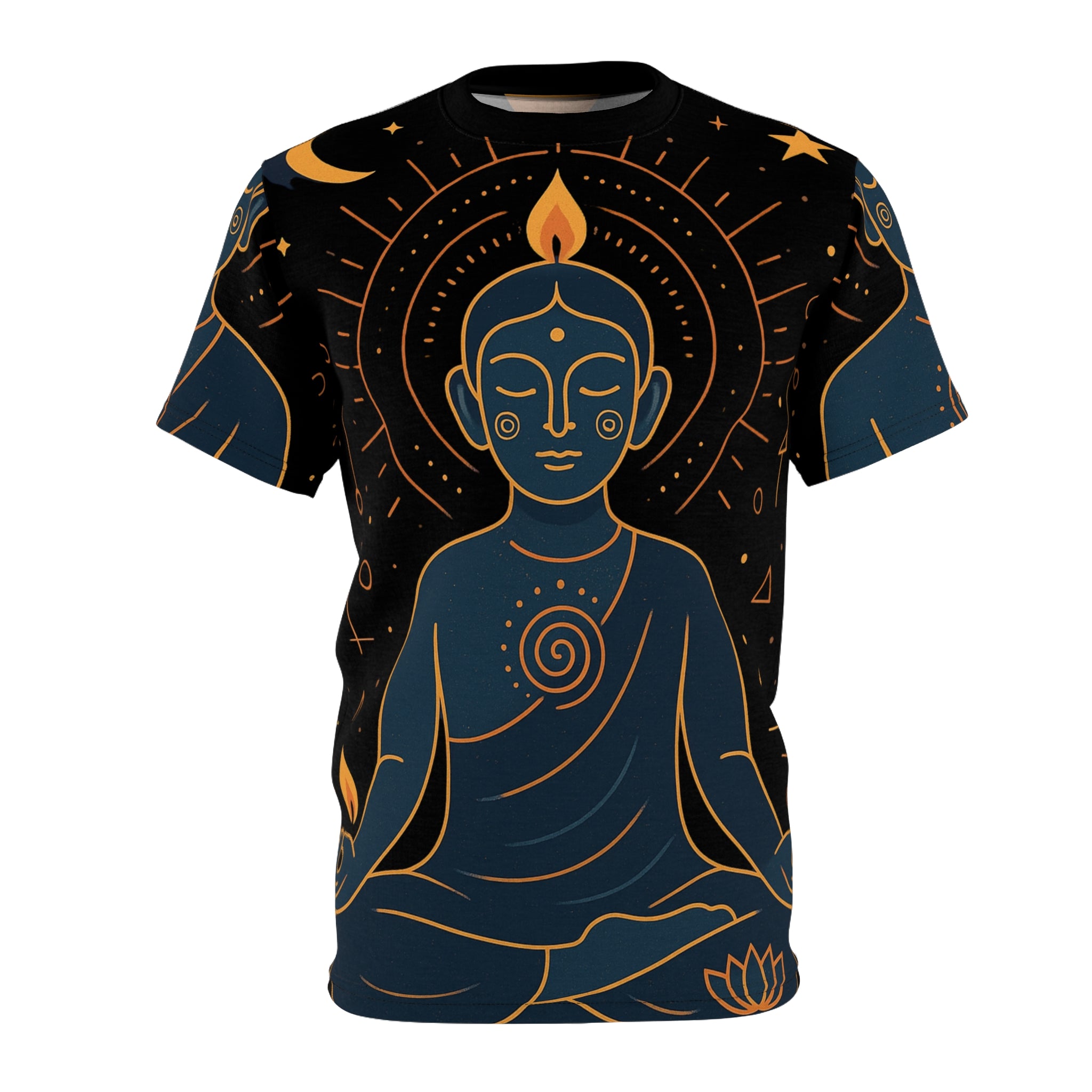 Meditation Buddha T‑Shirt — Cosmic Zen All‑Over Print Tee