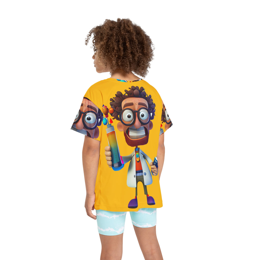 Kids Science Cartoon Jersey — Colorful Mad Scientist All-Over Print