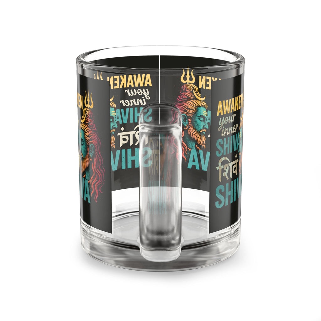 Glass Mug — "Awaken Your Inner Shiva" Spiritual Coffee Cup